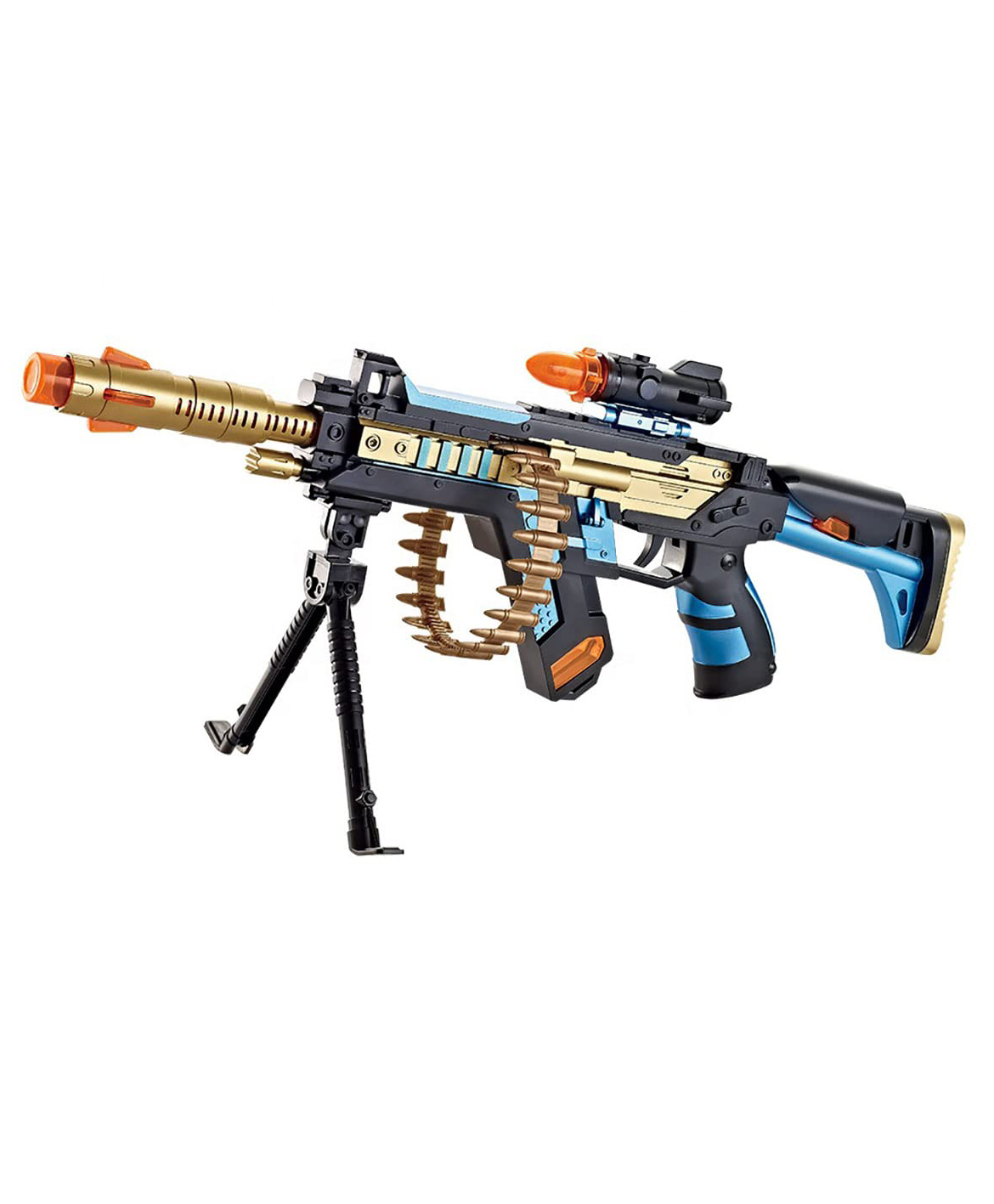 Magicwand Plastic Musical Army Style Toy Super Machine Gun for Kids with Vibration Pack of 1 Multi-Colored-picture-0