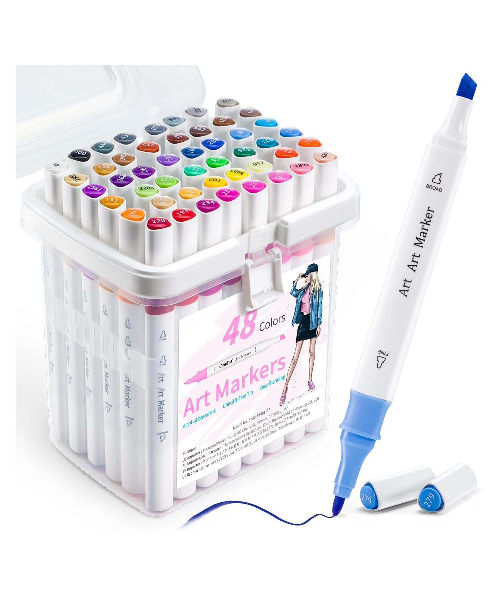 Magicwand 48 Colors Dual Tip Art Markers Pen For Manga And Impressions For Art Lovers with Plastic Box Pack of 48-picture-13