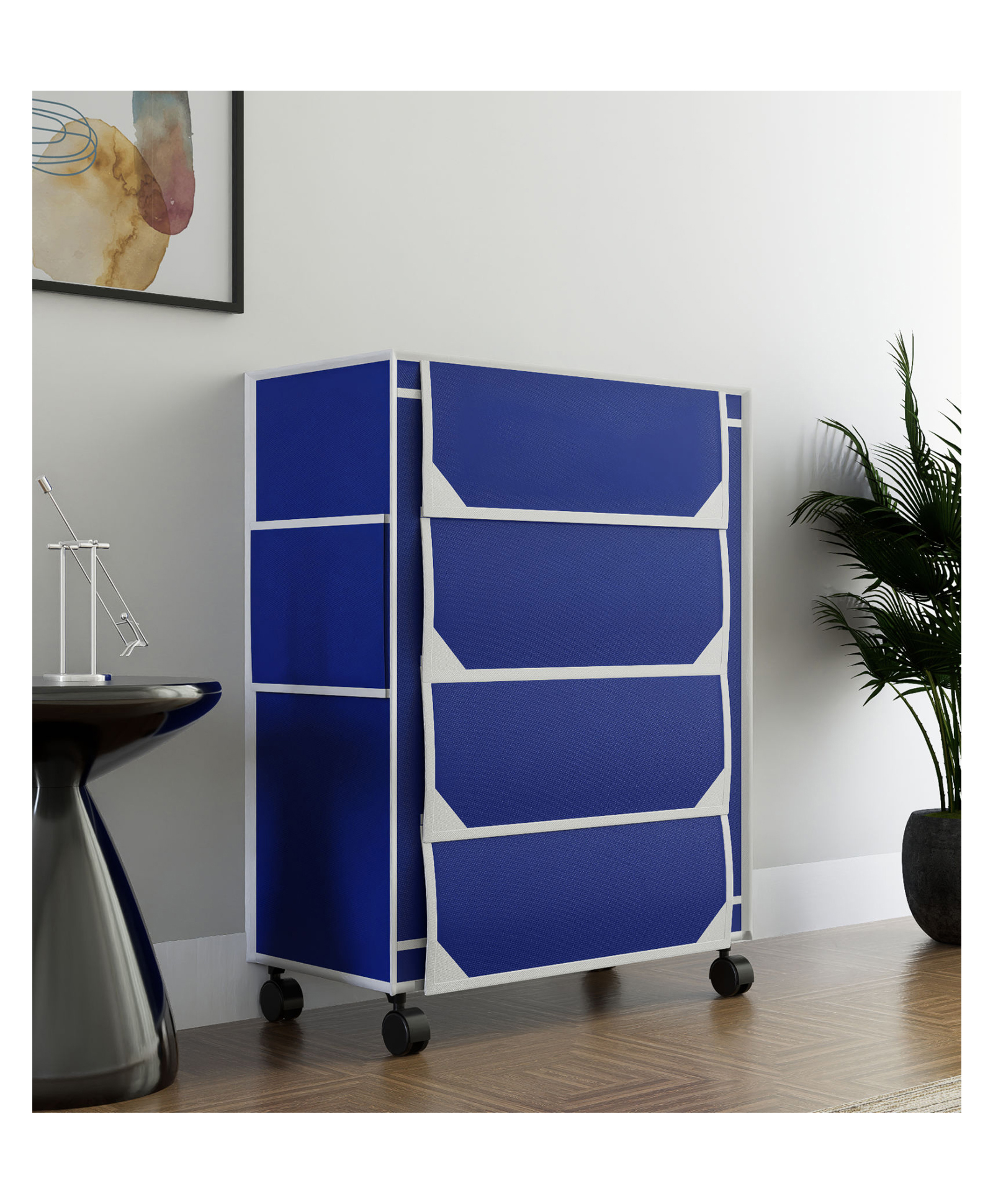 Fabura 4 Layers Shoe Rack With Wheels In Navy Blue Color-image-15