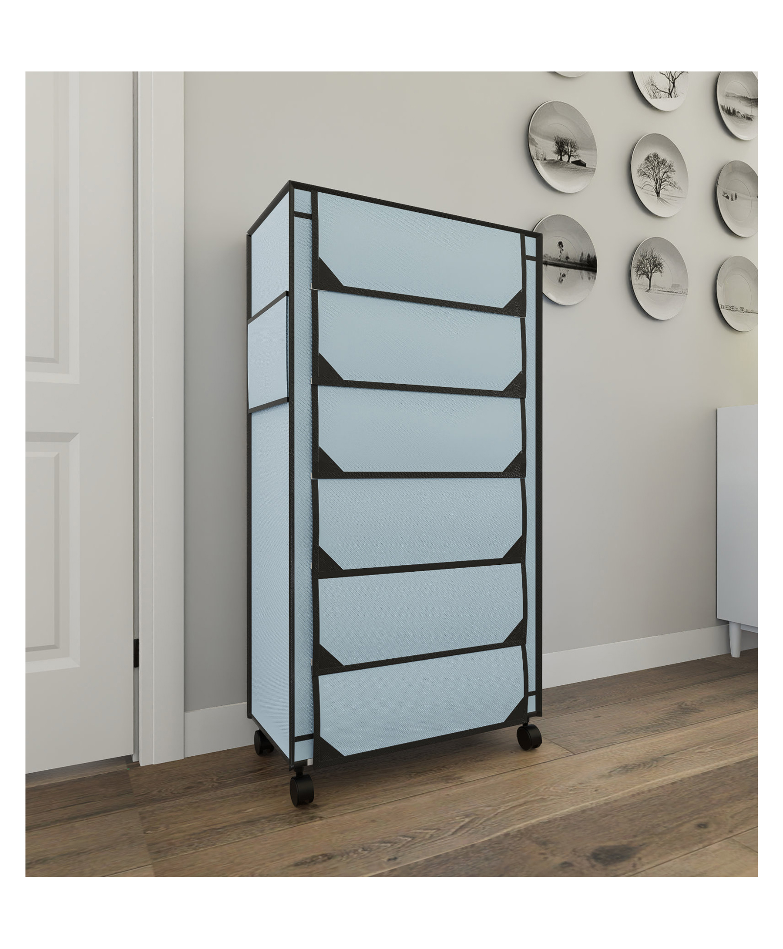 Fabura 6 Layers Shoe Rack With Wheels In Grey Color-image-5