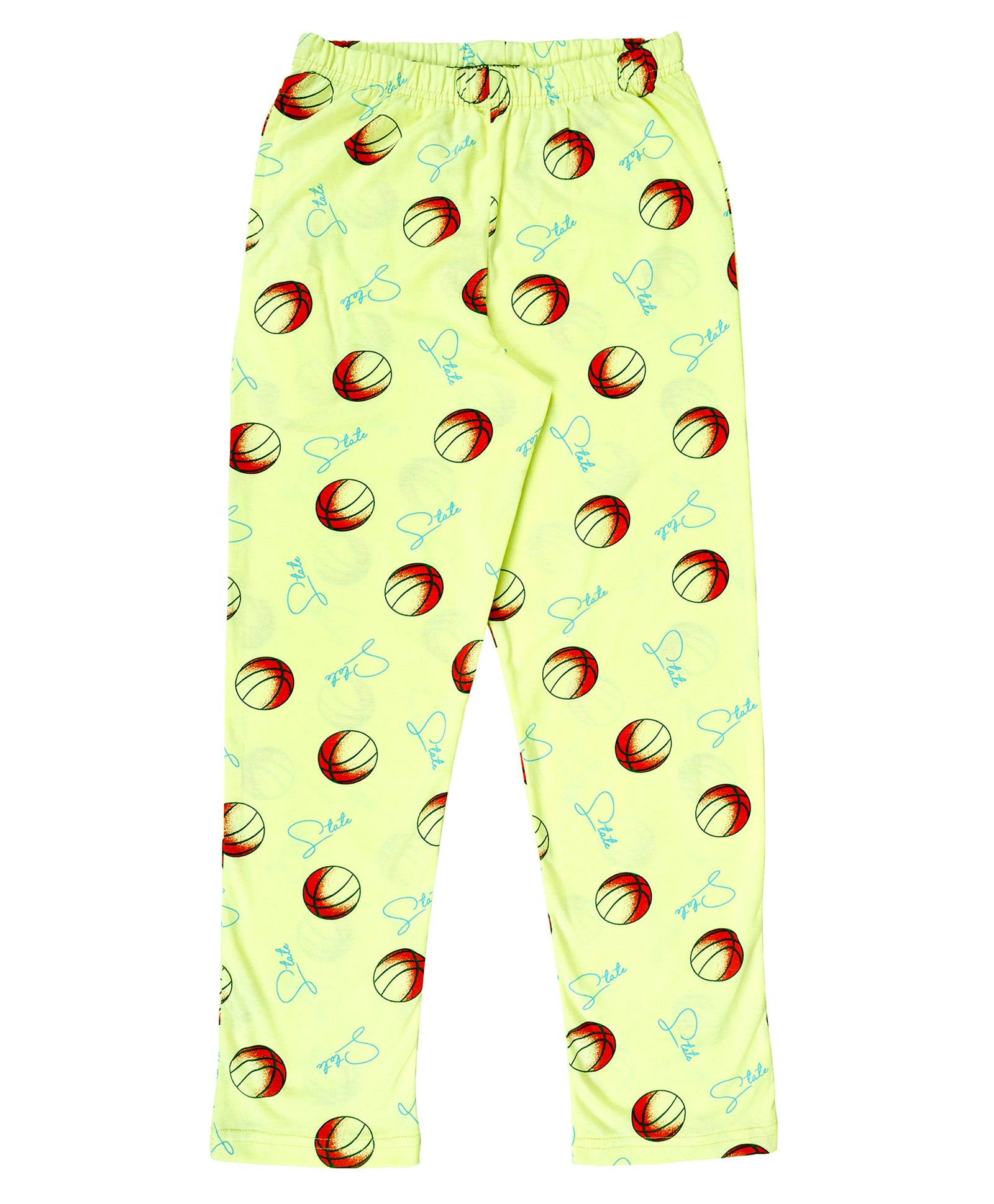 Kiddopanti Cotton Knitted Basket Ball Printed Pajama - Yellow-picture-12