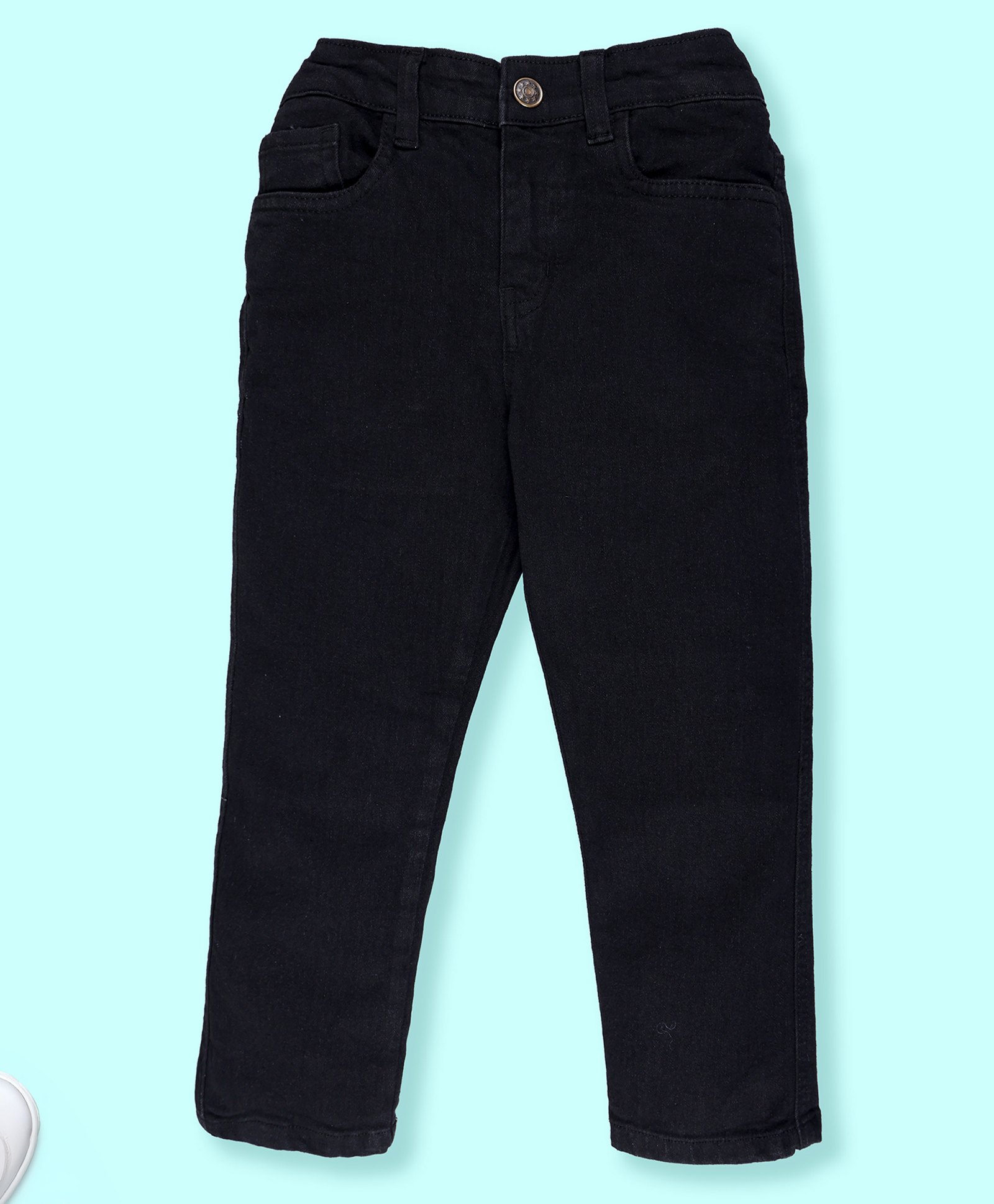 Kiddopanti Denim Woven Solid Jeans - Black-picture-25