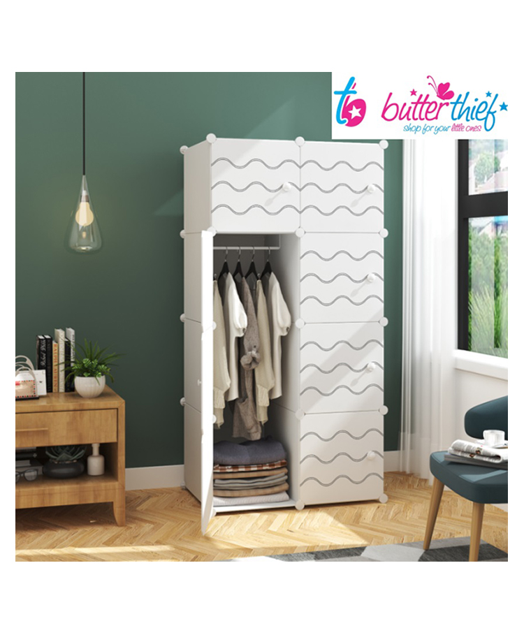 Butterthief Cartoon Printed Collapsible Wardrobe, 8 Cubes Almirah for Kids & Toddlers - Off White-image-28