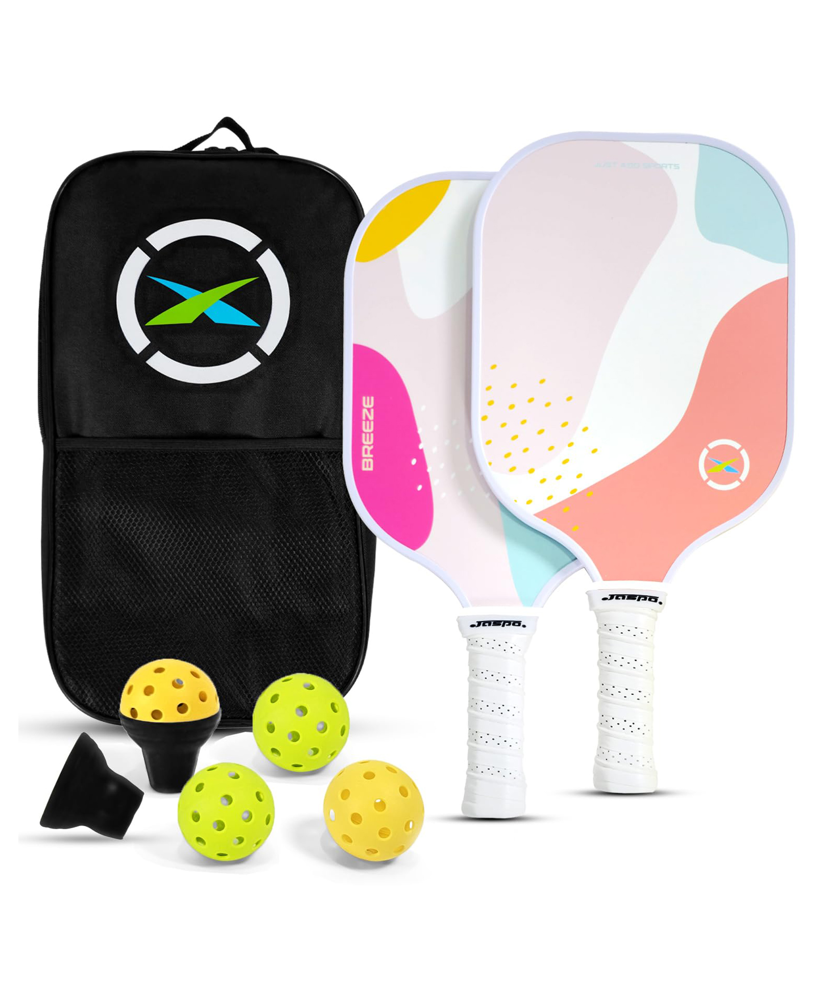 Jaspo Duro-Deck 16mm Graphite Paddle Pickleball Set, 2 Lightweight Paddles, 4 Pickleballs & Carry Bag,PP Honeycomb Core, TPU Edge Guard, Cushioned Anti-Slip Handle (Breeze)-picture-13
