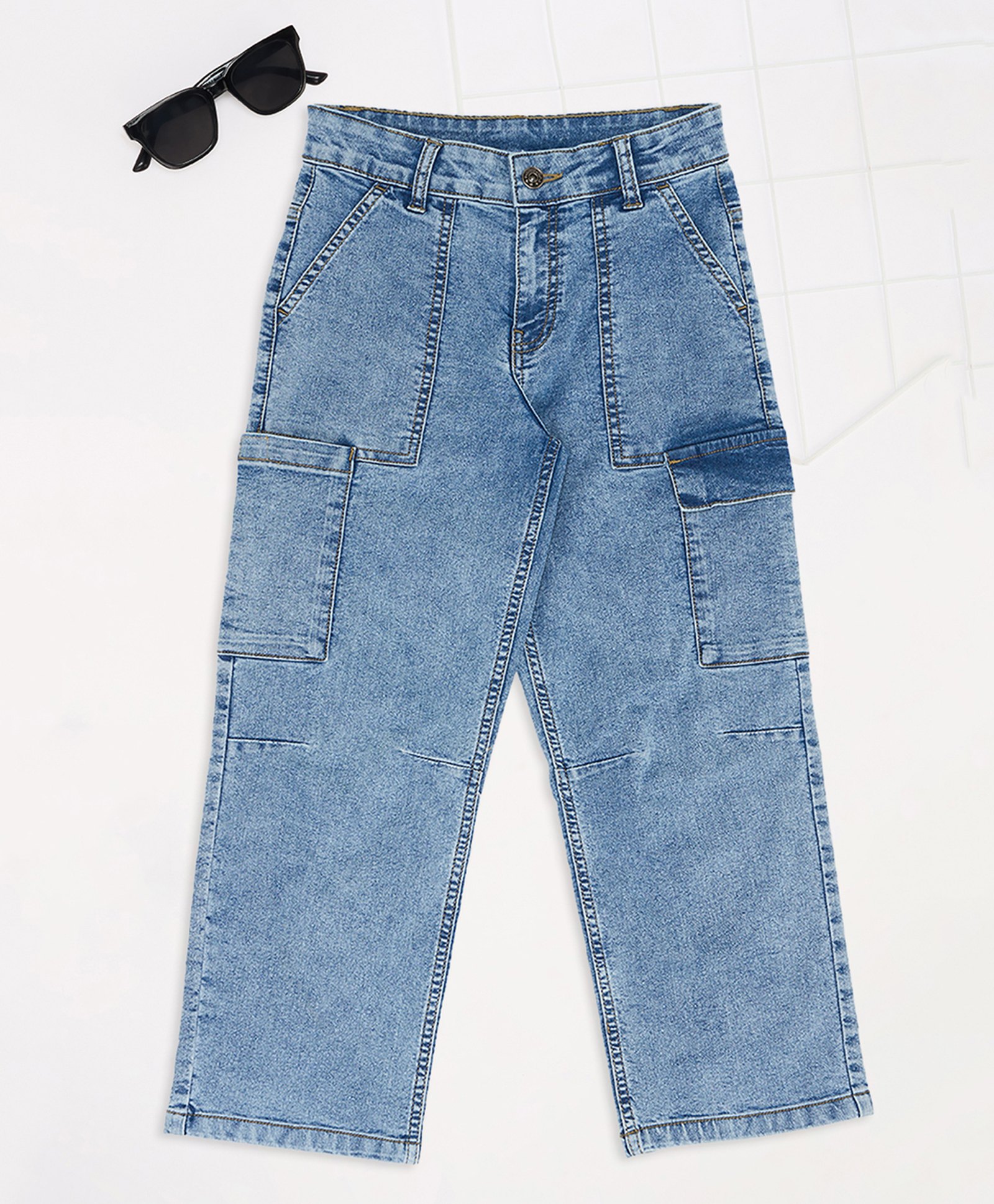 Pantaloons Junior Denim Mild Washed Jeans - Light Blue-image-12