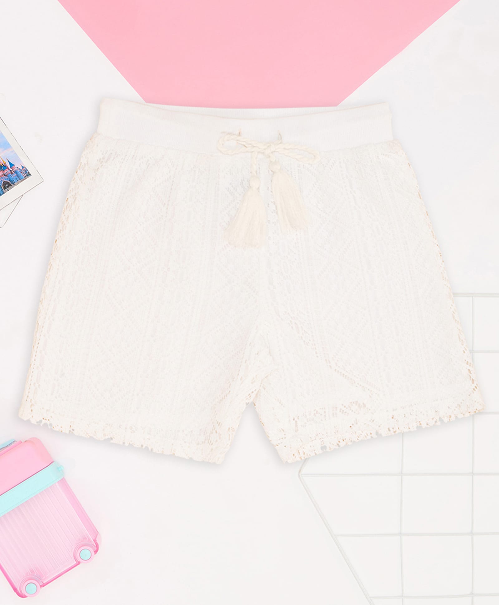 Pantaloons Junior Woven Abstract Embroidered Shorts - White-picture-19