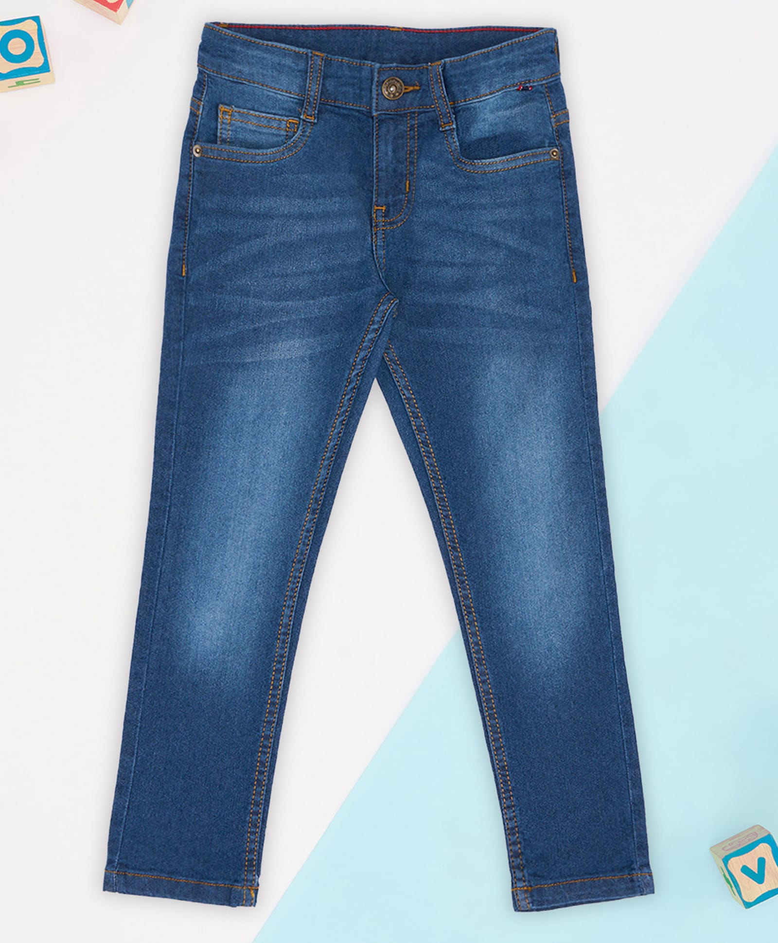 Pantaloons Junior Denim Mild Washed Jeans - Blue-image-7