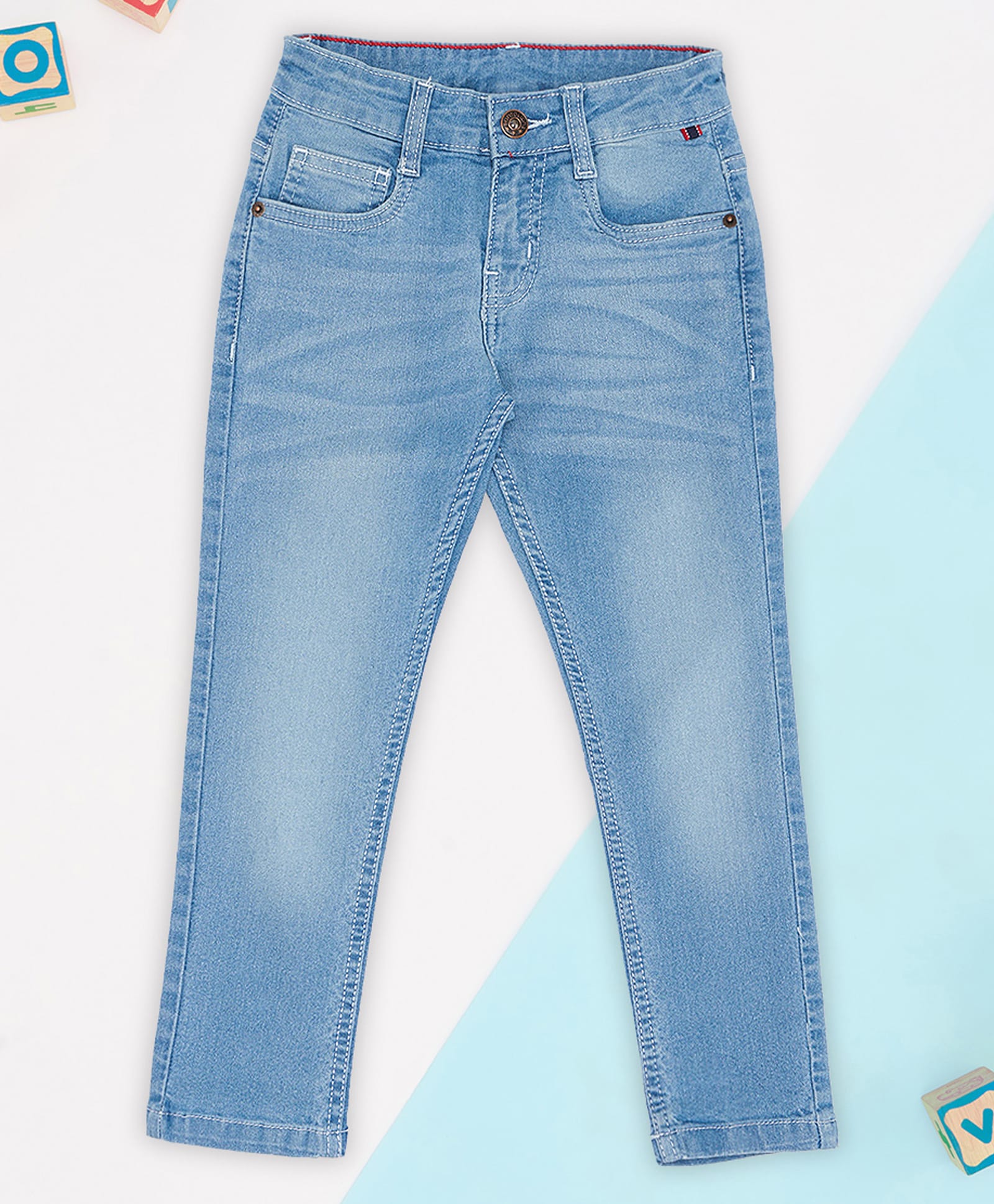 Pantaloons Junior Denim Mild Washed Jeans - Light Blue-image-47