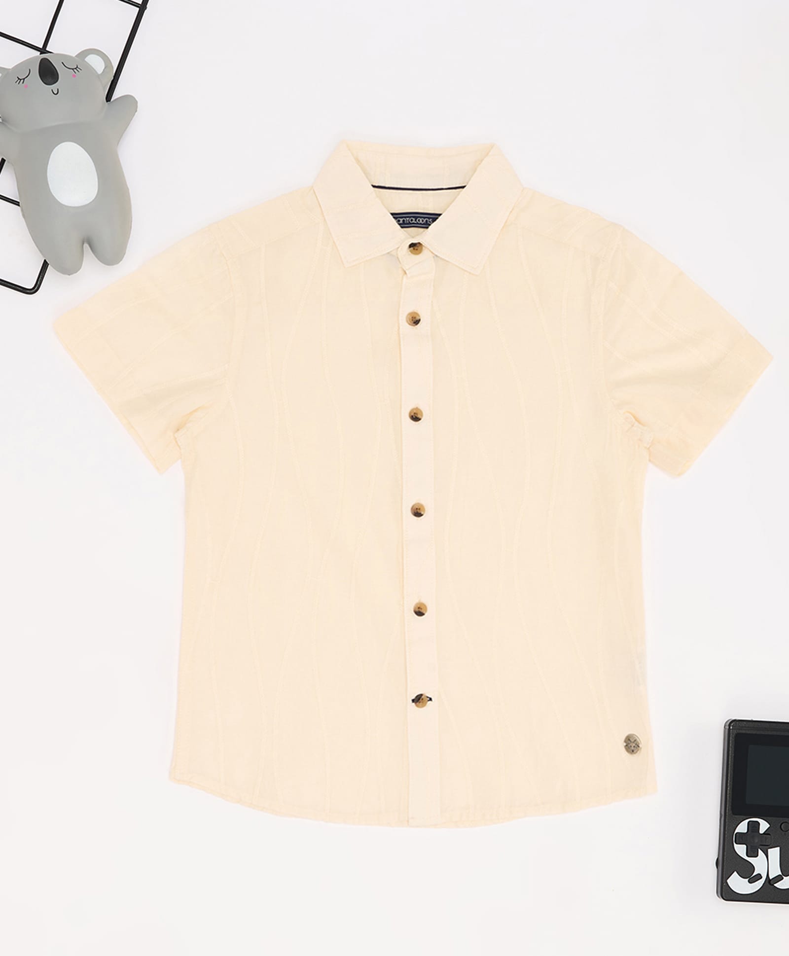 Pantaloons Junior Cotton Woven Half Sleeves Solid Shirt - Cream-picture-41