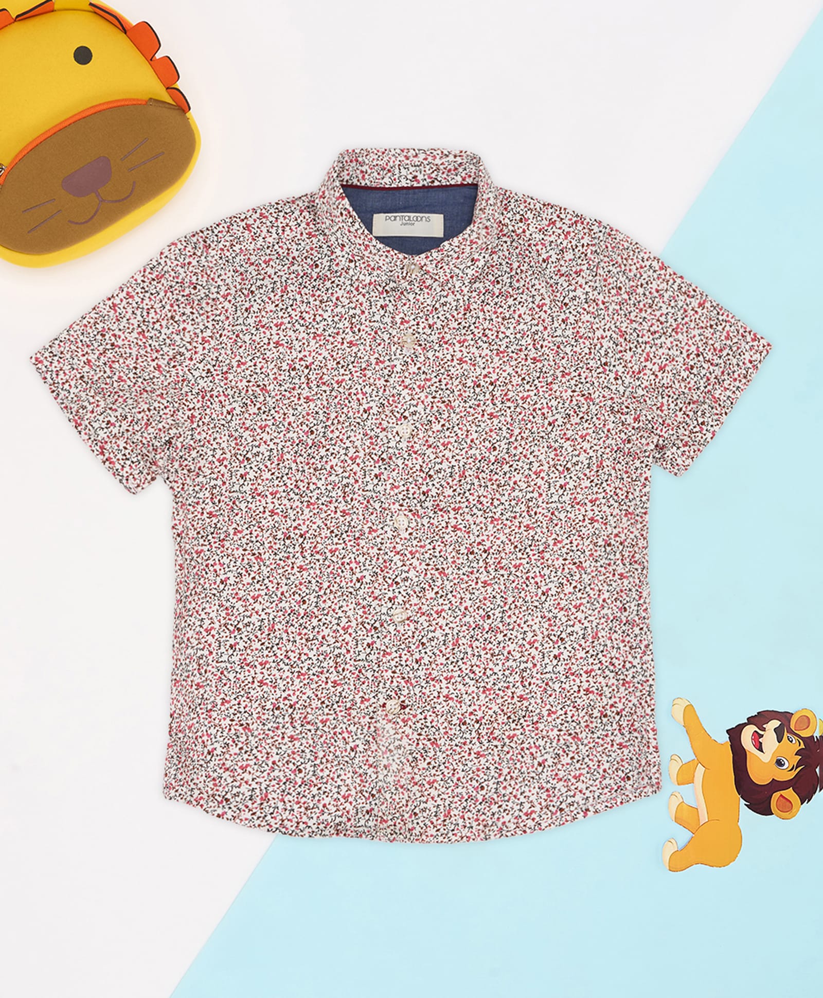 Pantaloons Junior Cotton Woven Half Sleeves Floral Printed Shirt - Multi Colour-image-37