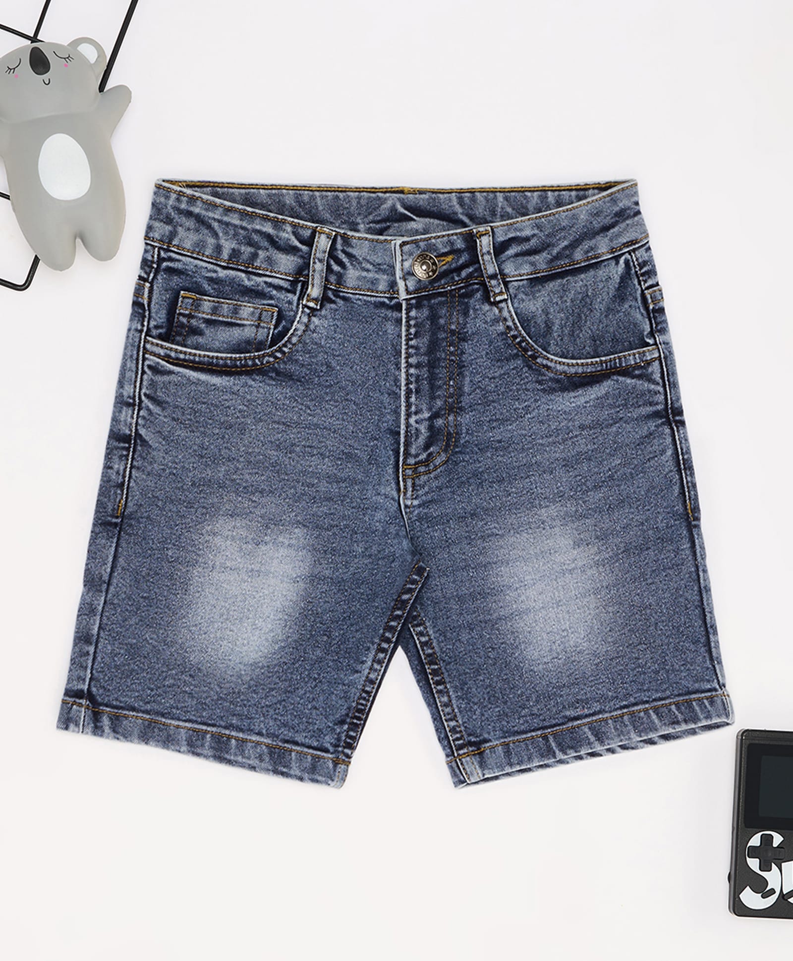 Pantaloons Junior Denim Mild Washed Shorts - Light Blue-image-33