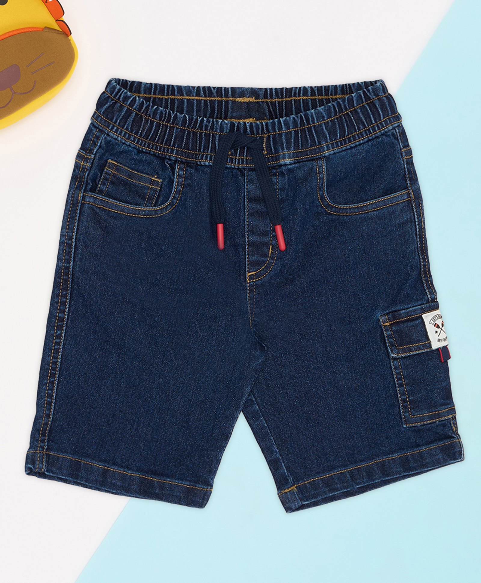 Pantaloons Junior Denim Solid Shorts - Blue-image-32