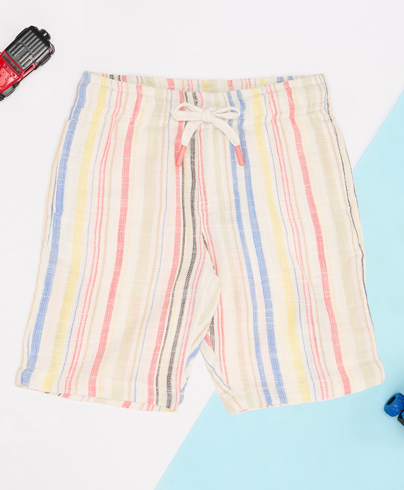 Pantaloons Junior Cotton Woven Striped Shorts - Multi Colour-picture-17