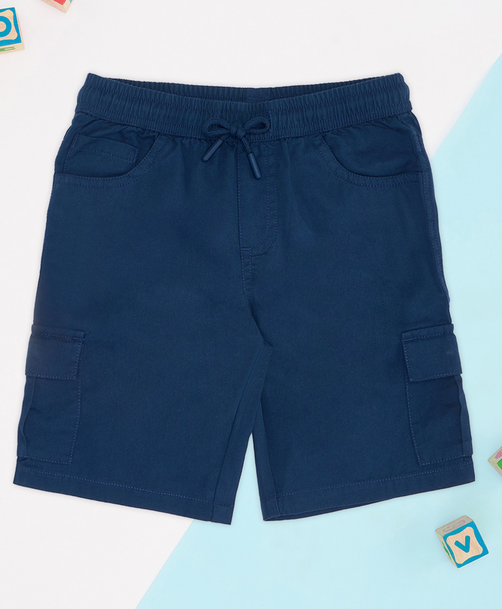 Pantaloons Junior Cotton Woven Solid Shorts - Blue-picture-37