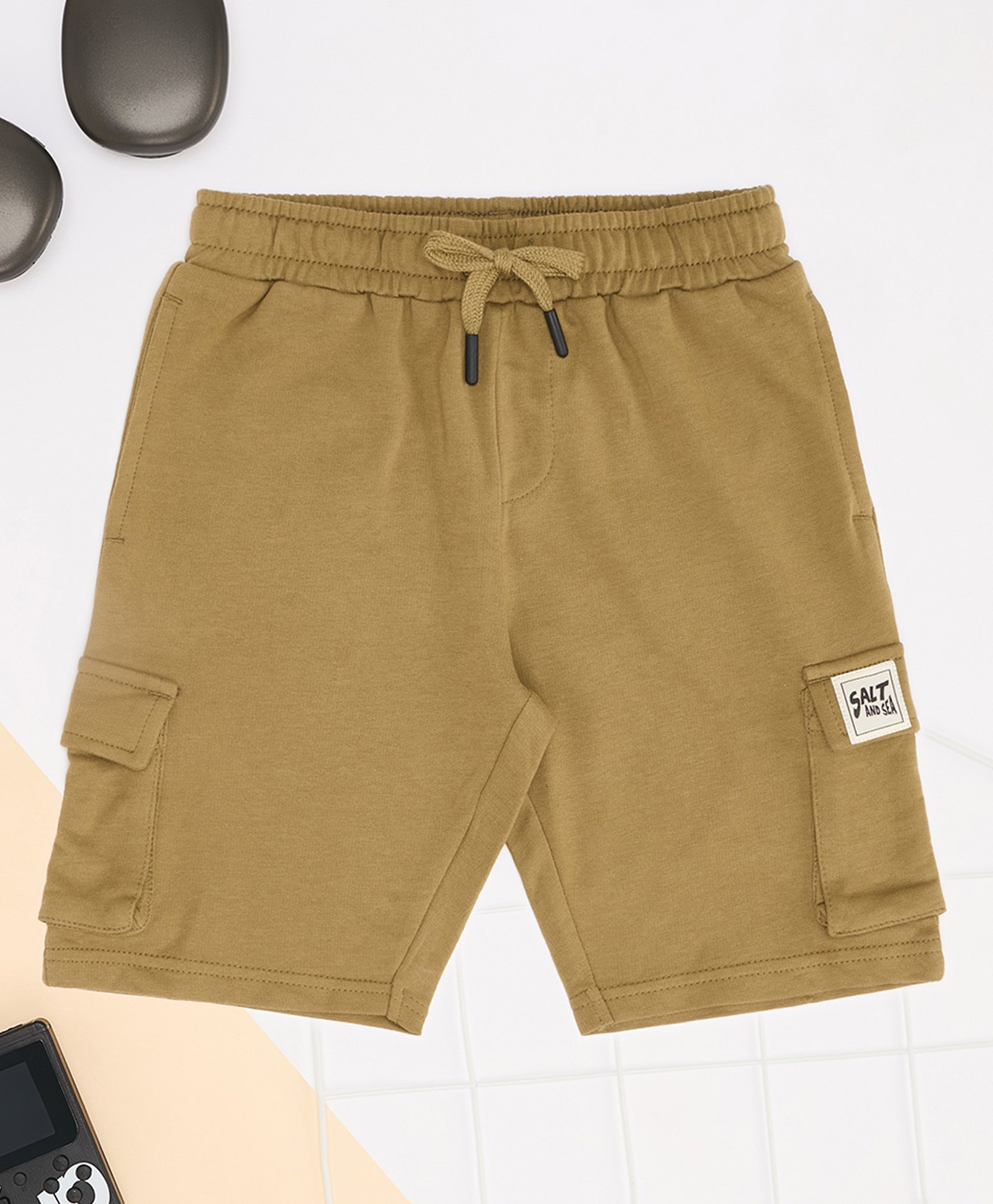 Pantaloons Junior Cotton Woven Solid Shorts - Olive-picture-11