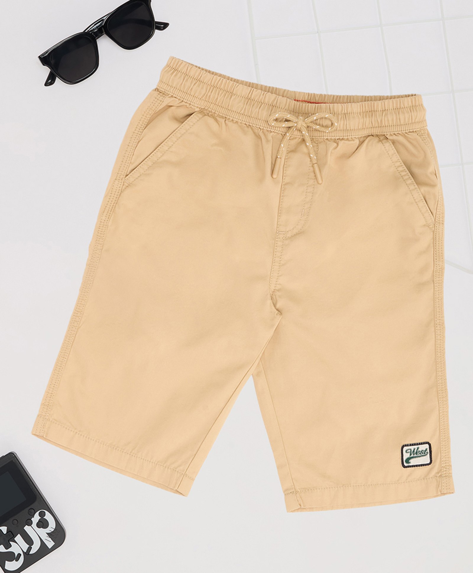 Pantaloons Junior Cotton Woven Solid Shorts - Beige-picture-33