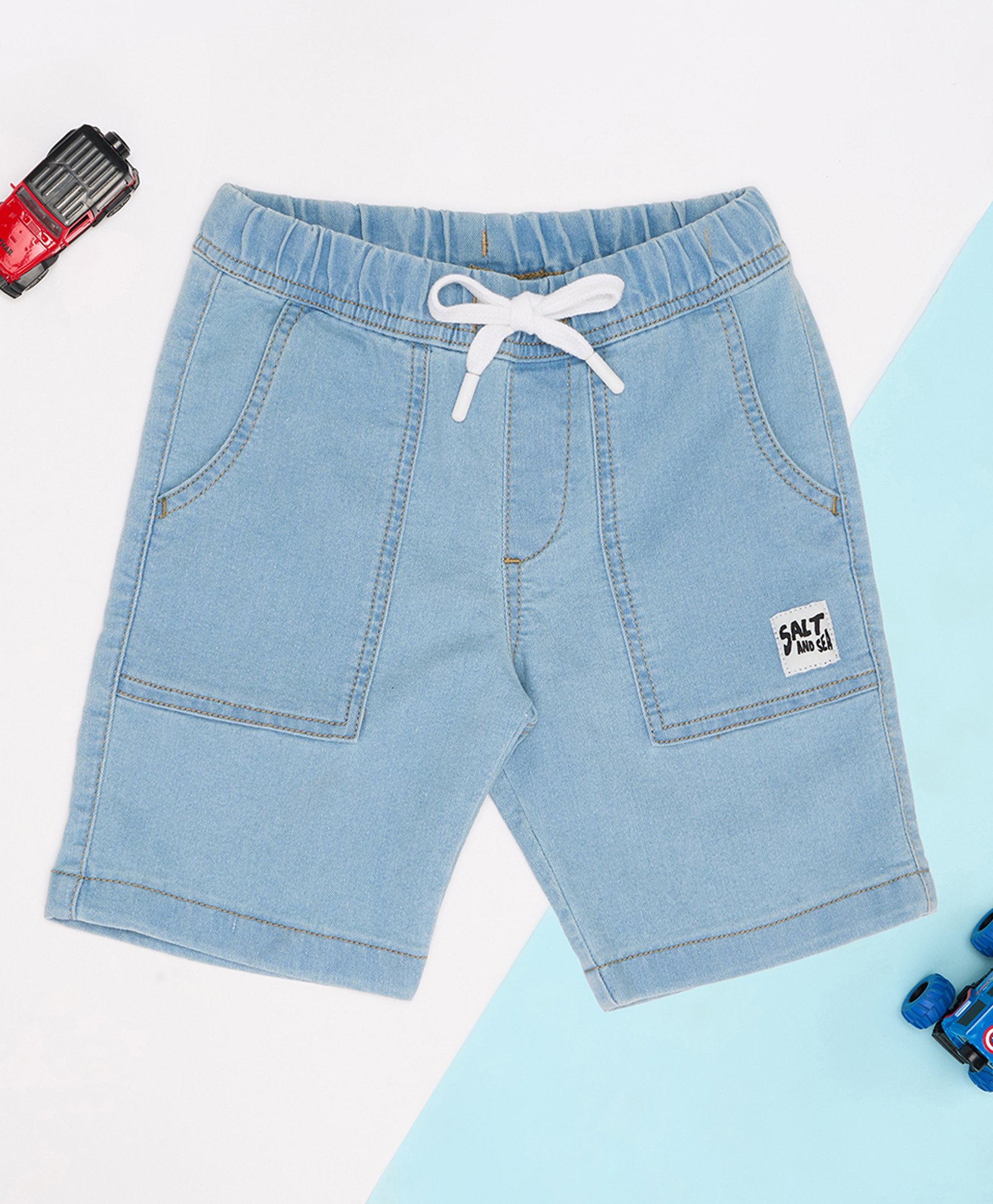Pantaloons Junior Denim Solid Shorts - Blue-image-36
