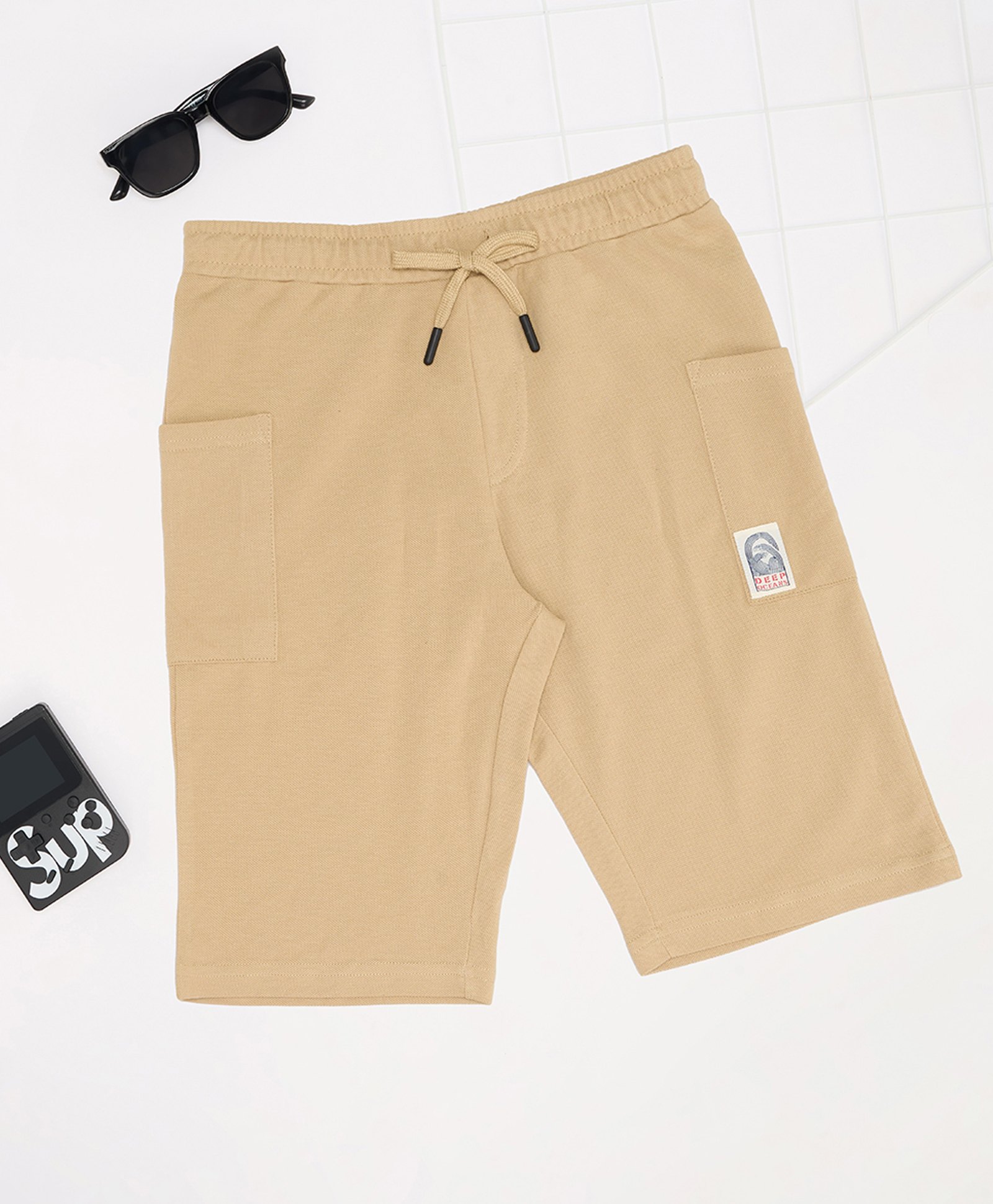 Pantaloons Junior Cotton Knit Solid Shorts - Khaki-picture-25