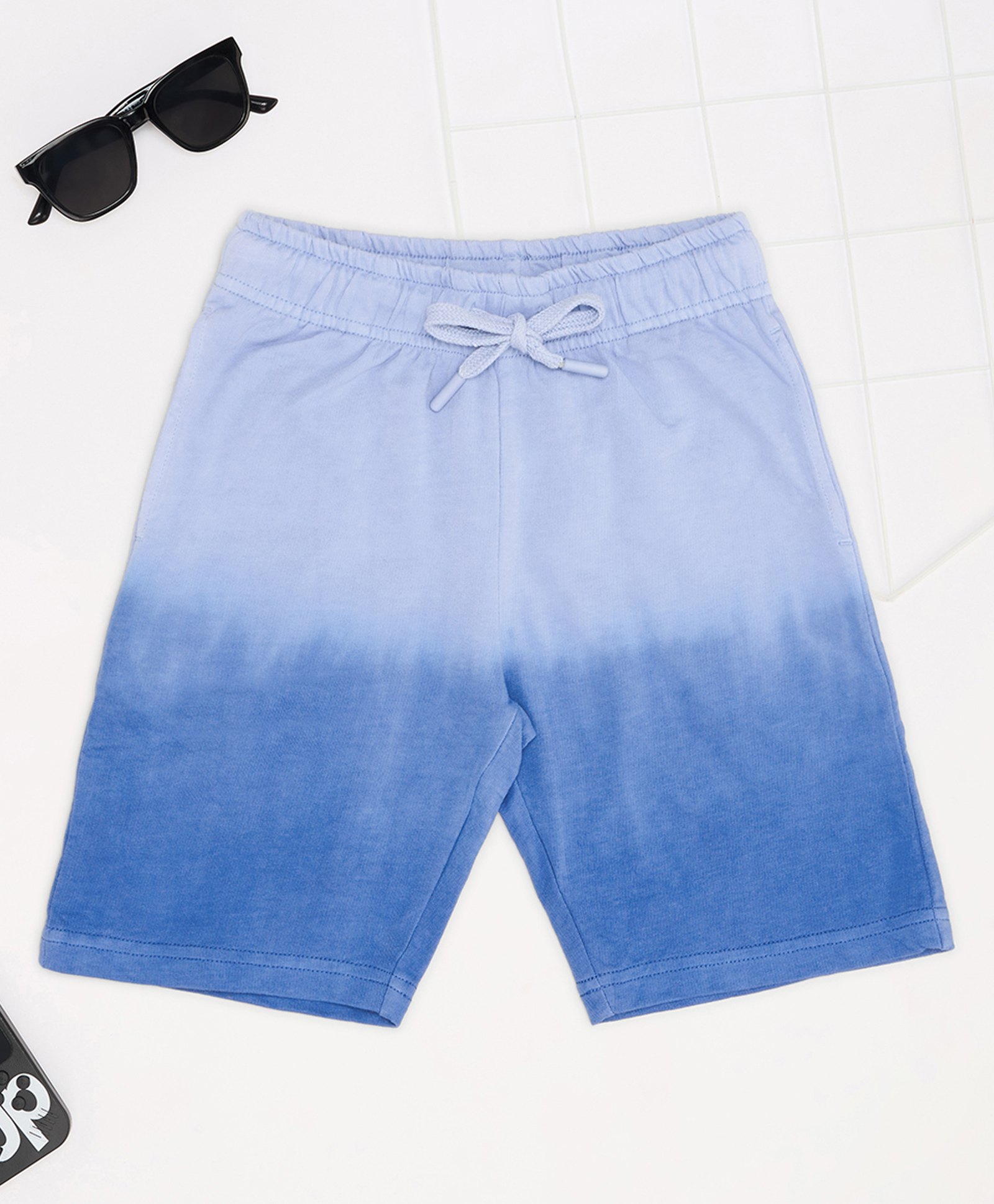 Pantaloons Junior Cotton Knit Ombre Shorts - Light Blue-picture-14