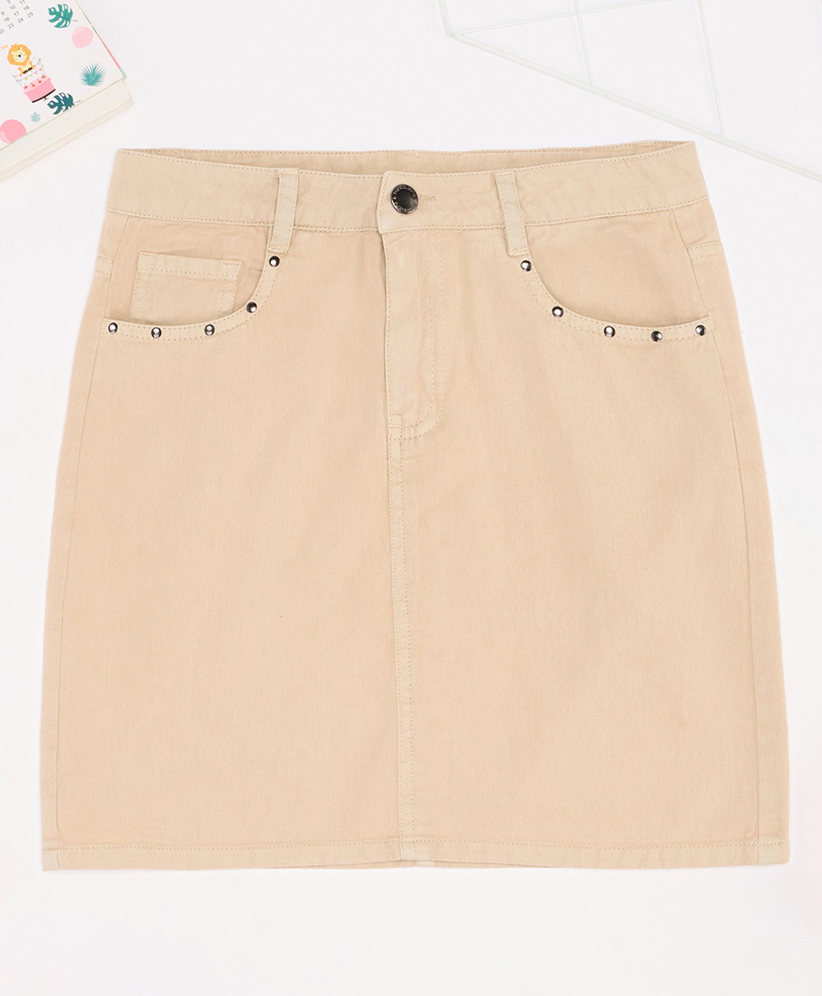 Pantaloons Junior Cotton Knit Solid Skirt - Beige-picture-29