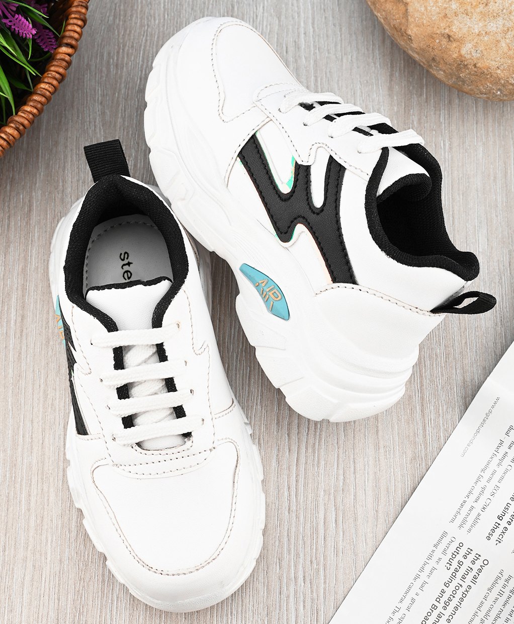 Steprite Colour Blocked Lace Up Shoes - Black & White-picture-20