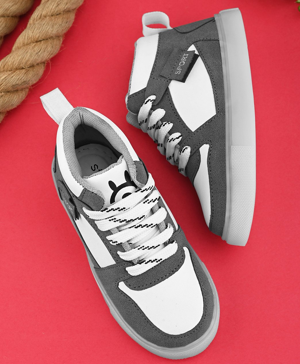 Steprite Colour Blocked Lace Up Sneakers - Grey & White-picture-16