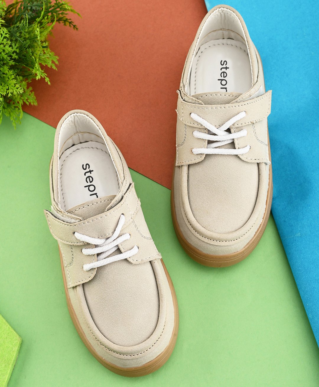 Steprite Colour Blocked Velcro Closure Sneakers - Cream-picture-18