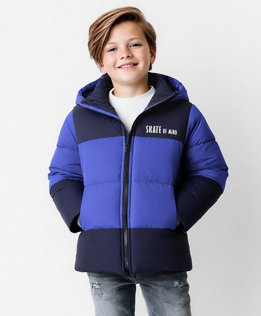 Primo Gino Woven Full Sleeves Color Blocked Hooded Padded Jacket With Text Print - Multicolor-picture-18