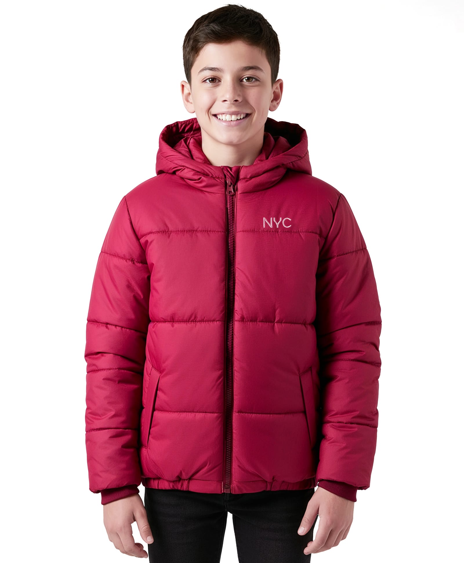 Primo Gino Woven Full Sleeves Padded Hooded Winter Jacket With Embroidery - Red-picture-16