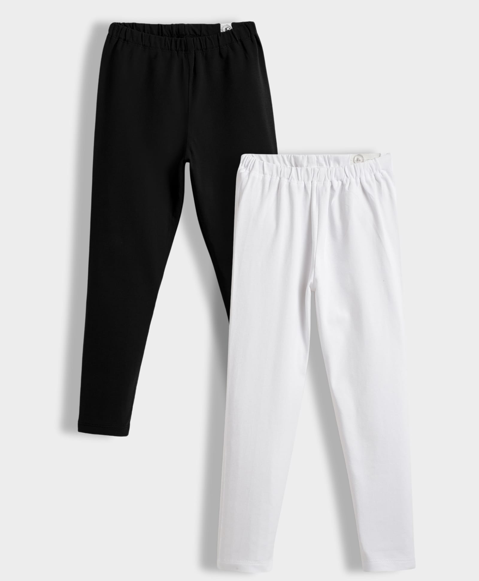 Orange Sugar Cotton Lycra Knit Pack Of 2 Solid Stretchable Leggings - Black & White-picture-20
