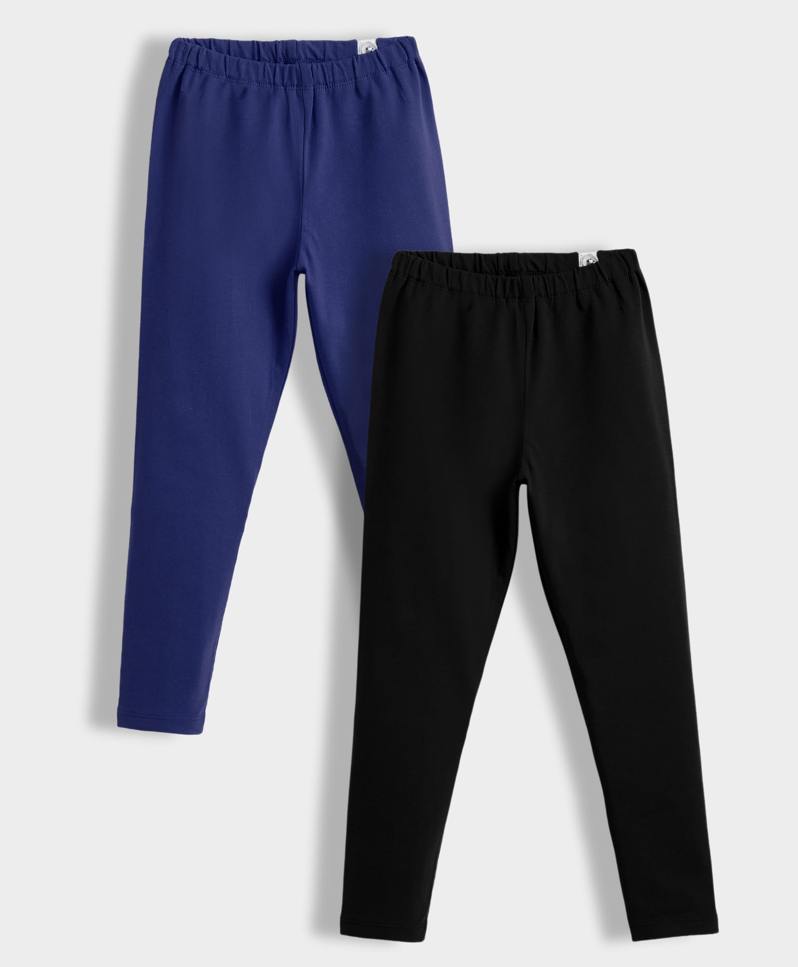 Orange Sugar Cotton Lycra Knit Pack Of 2 Solid Stretchable Leggings - Royal Blue & Black-picture-32