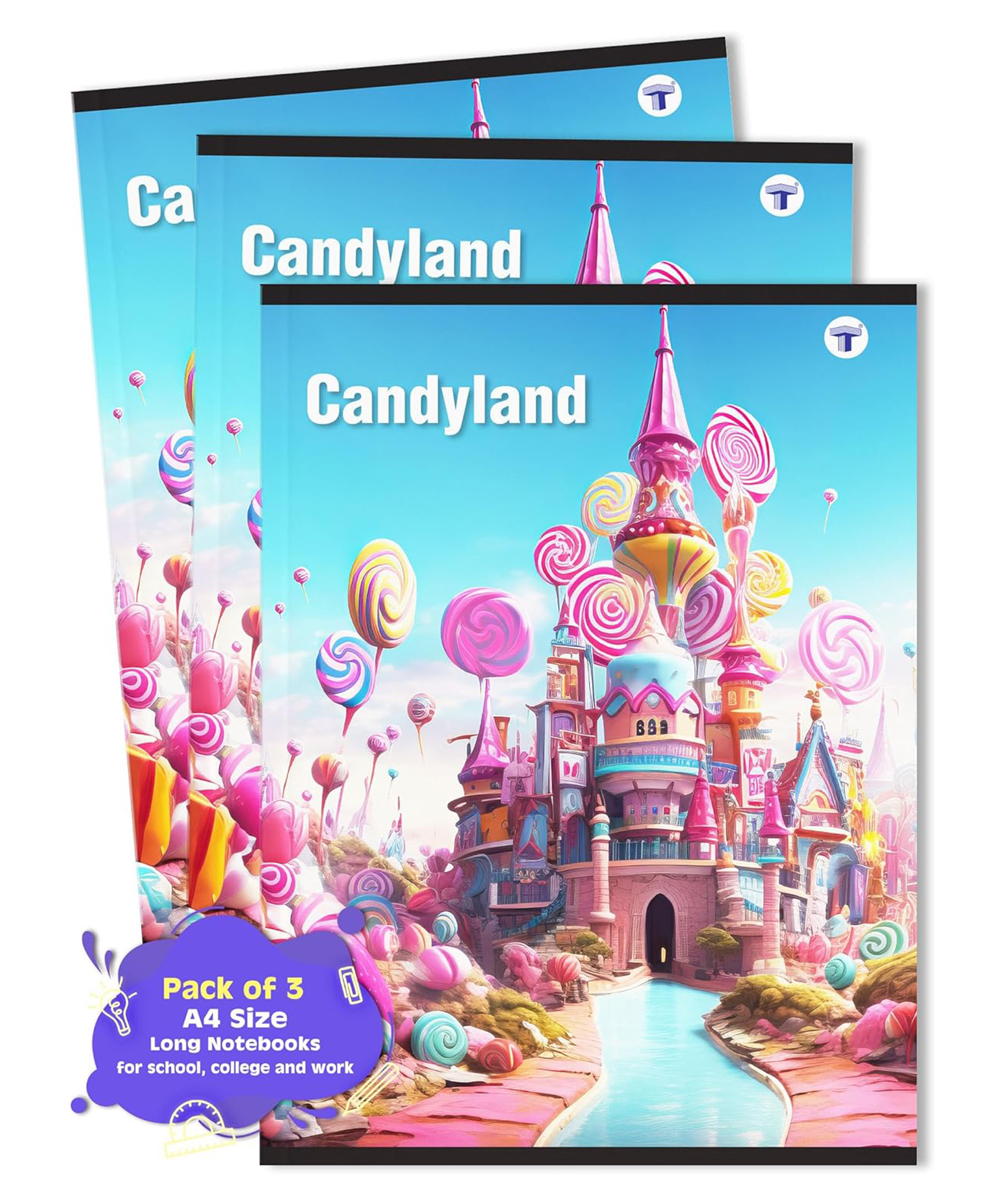 Target Publications A4 Size Long Notebooks for Students | Candyland Single Line Ruled 172 Pages in Each | Set of 3-image-9