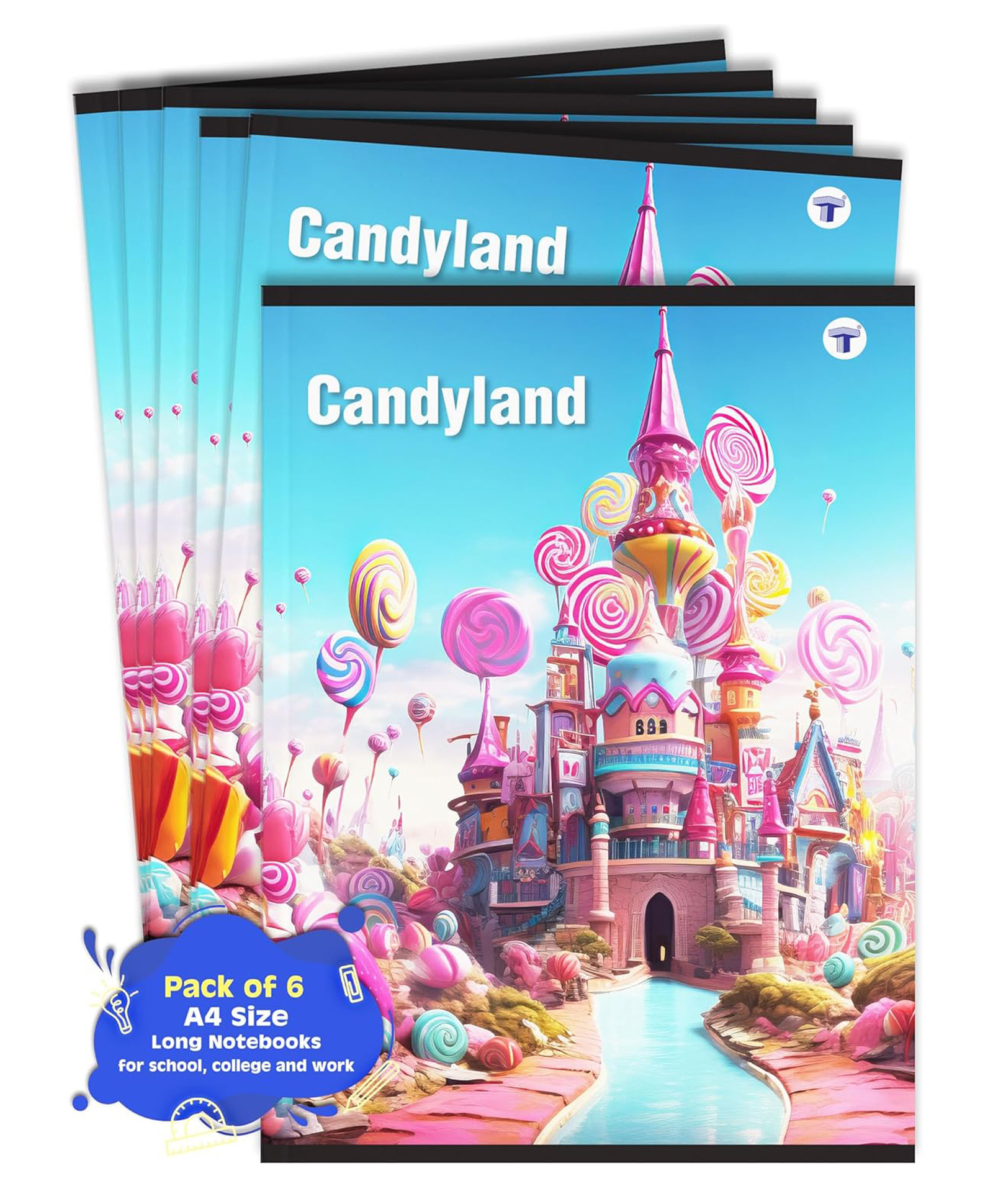 Target Publications A4 Size Long Notebooks for Students | Candyland Single Line Ruled 172 Pages in Each | Set of 6-image-10