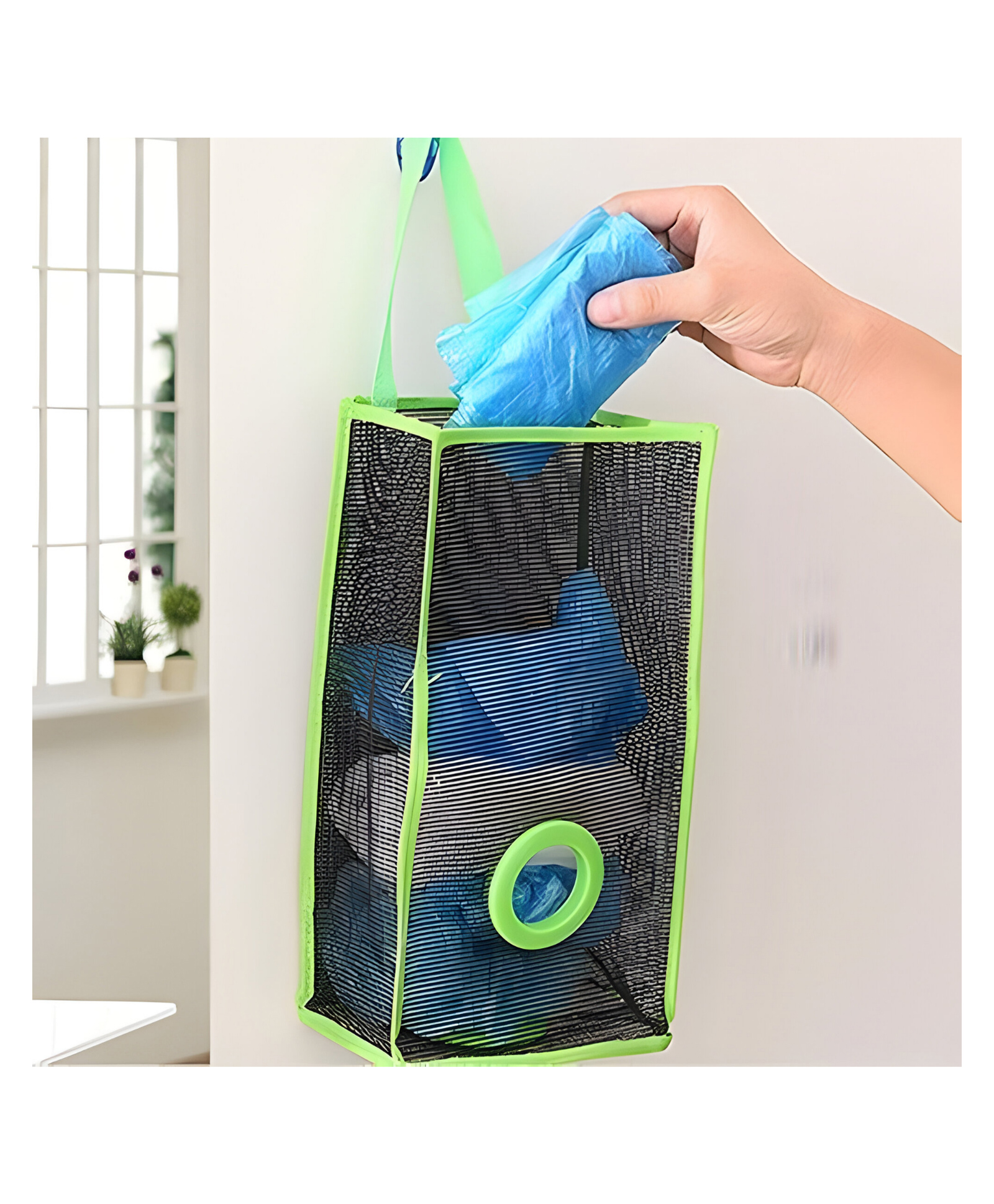 COZY VIBES Garbage Bags Wall Hanging Recycle Breathable Plastic Storage Polythene Garbage Bags Kitchen Organizer Plastic Wall Mounted Rubbish Bag Container- PACK OF 1- COLOR MAY VARY-image-3