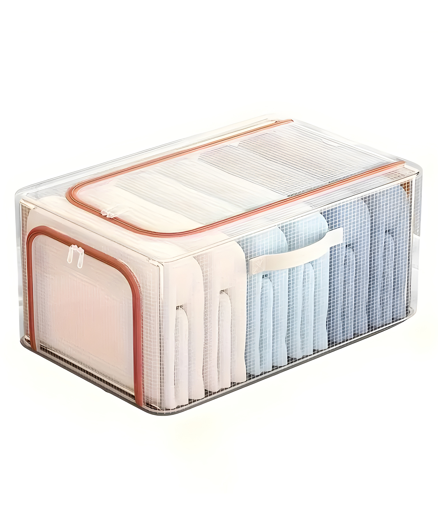 COZY VIBES Large Capacity Transparent Storage Box, Folding Dustproof Design, Clothes Classification Toys Organizer Box, Space Saving Organizer for Home, Under-Bed Storage- PACK OF 1- COLOAY VARY