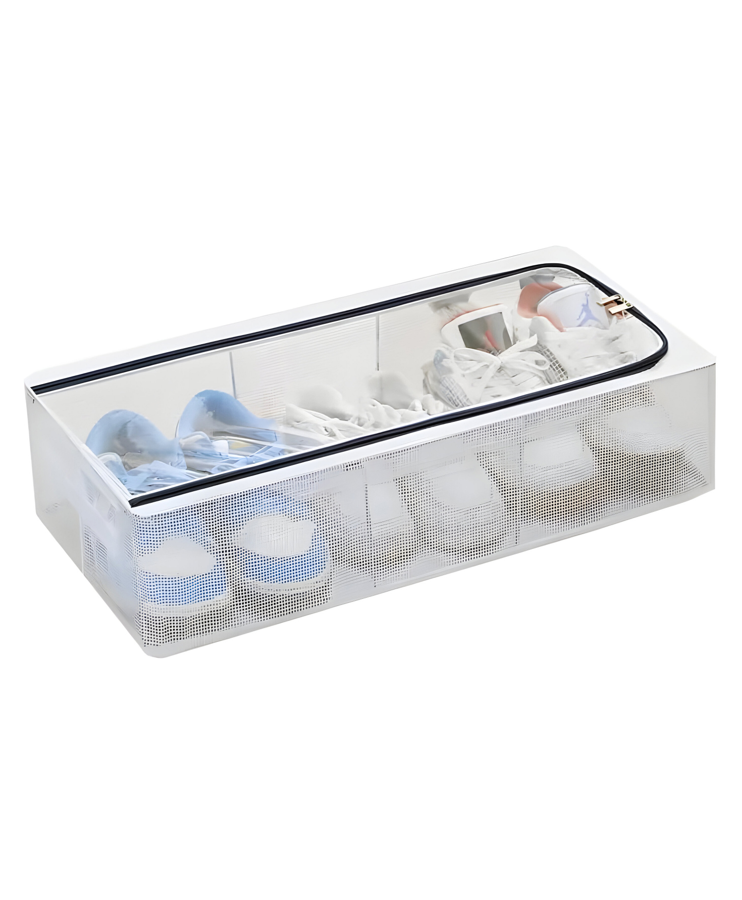 COZY VIBES Shoe Storage Bins Under Bed Shoe Storage Organiser Folding Under Bed Shoe Box With Transparent Lid Fits - Underbed Storage Solution- PACK OF 1- COLOR MAY VARY-image-23