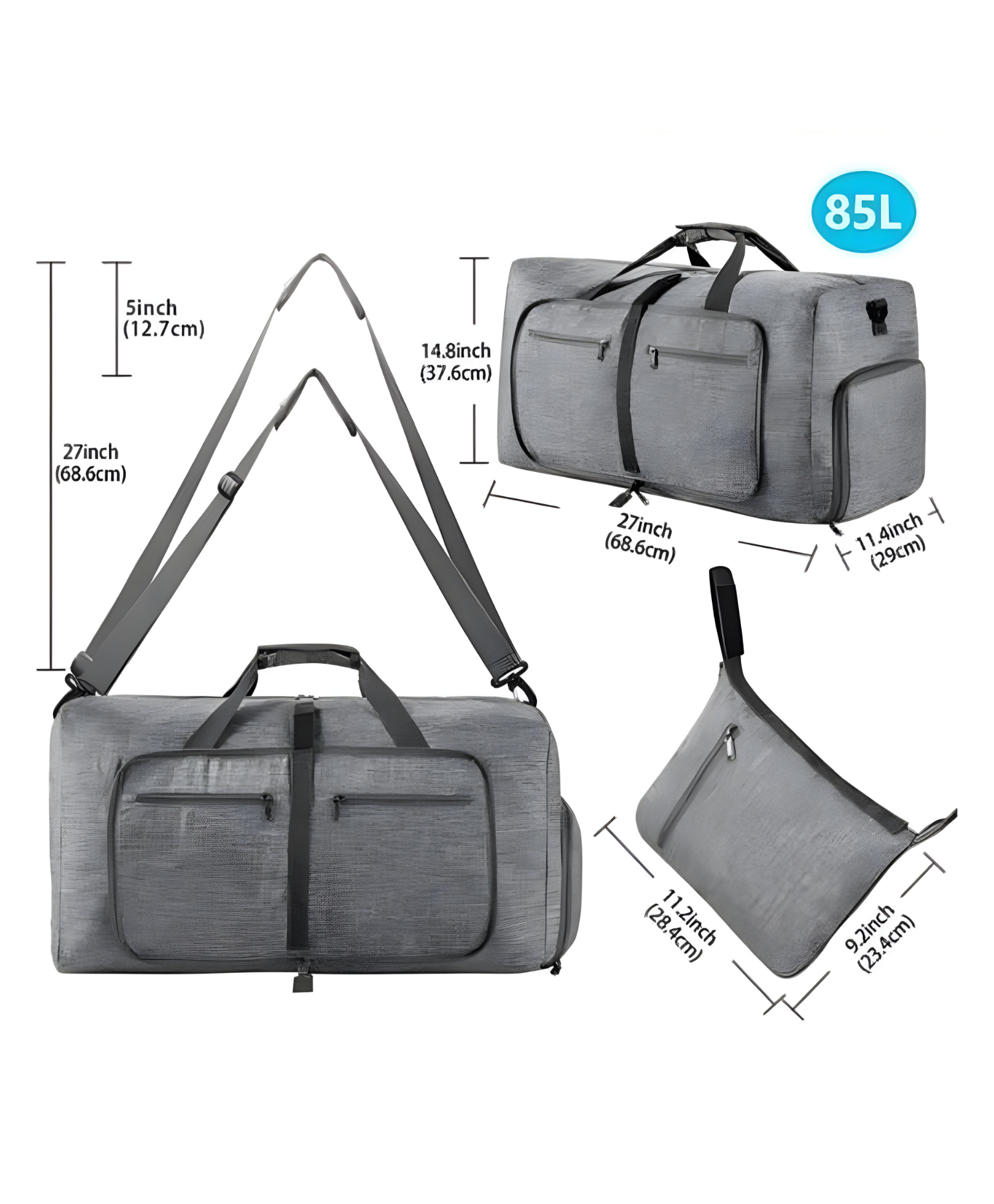 COZY VIBES Travel Duffle Bag, Foldable Suitcase Organizer,Sports Duffle Bag, Multiple Pockets Duffle, Camping Duffle Bag, Fitness Duffle Bag, Foldable Travel Bag- PACK OF 1- COLOR MAY VARY-image-12
