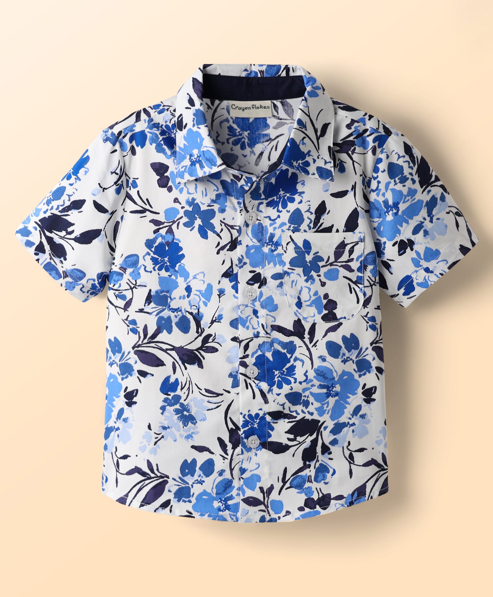 CrayonFlakes Cotton Woven Half Sleeves Floral Printed Shirt - Off White-picture-48