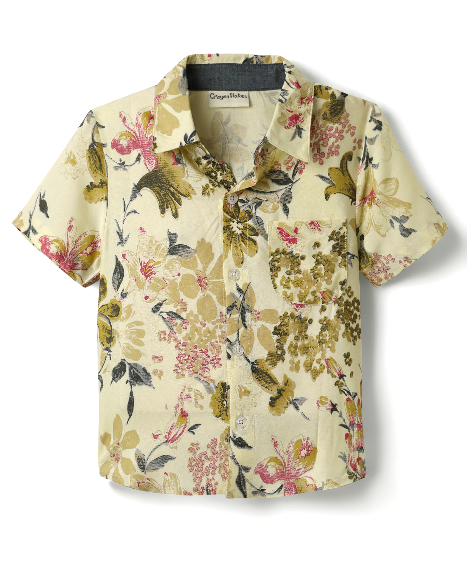 CrayonFlakes Rayon Woven Half Sleeves Floral Printed Shirt - Yellow-picture-39