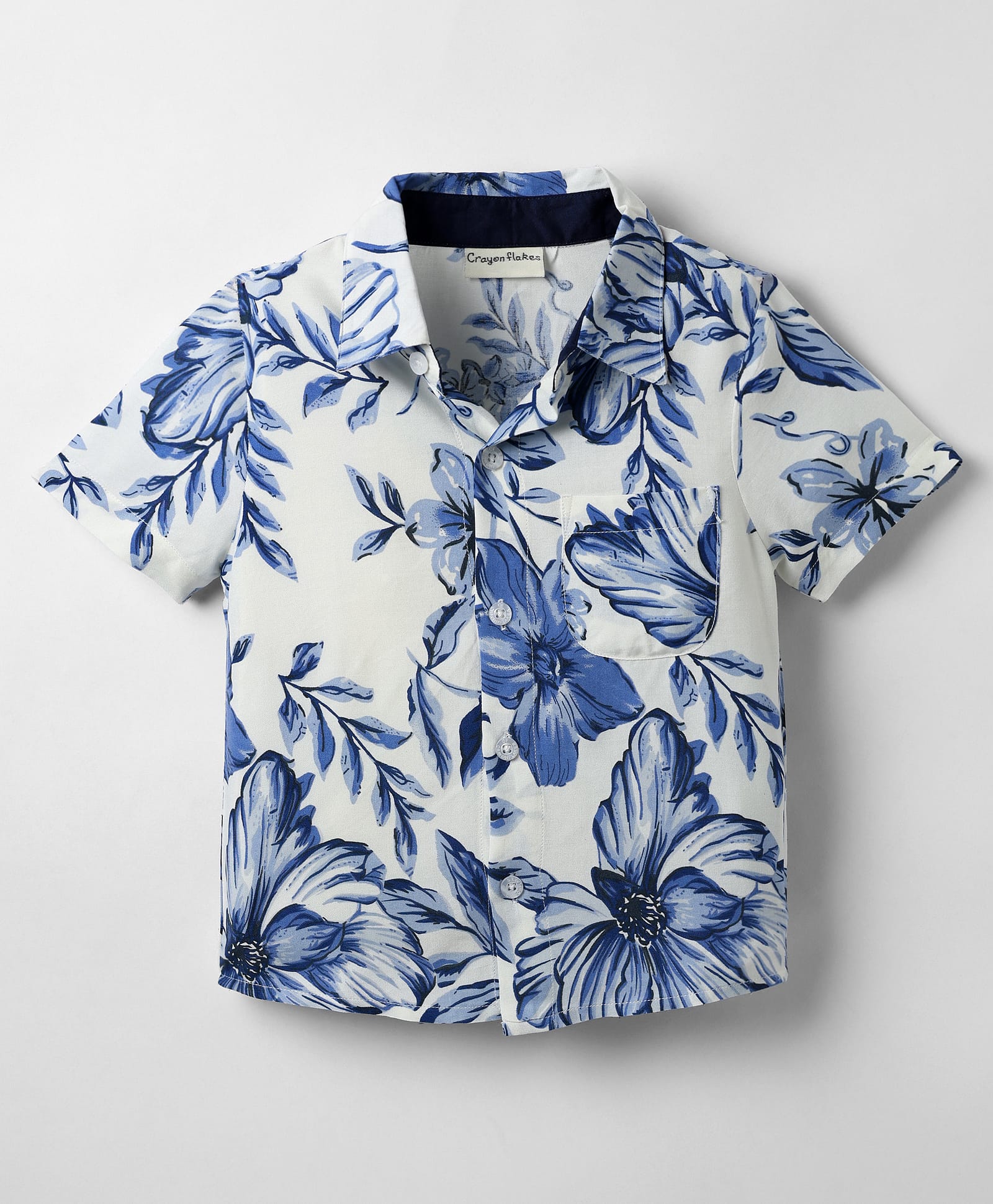 CrayonFlakes Rayon Woven Half Sleeves Floral Printed Shirt - Off White-picture-21
