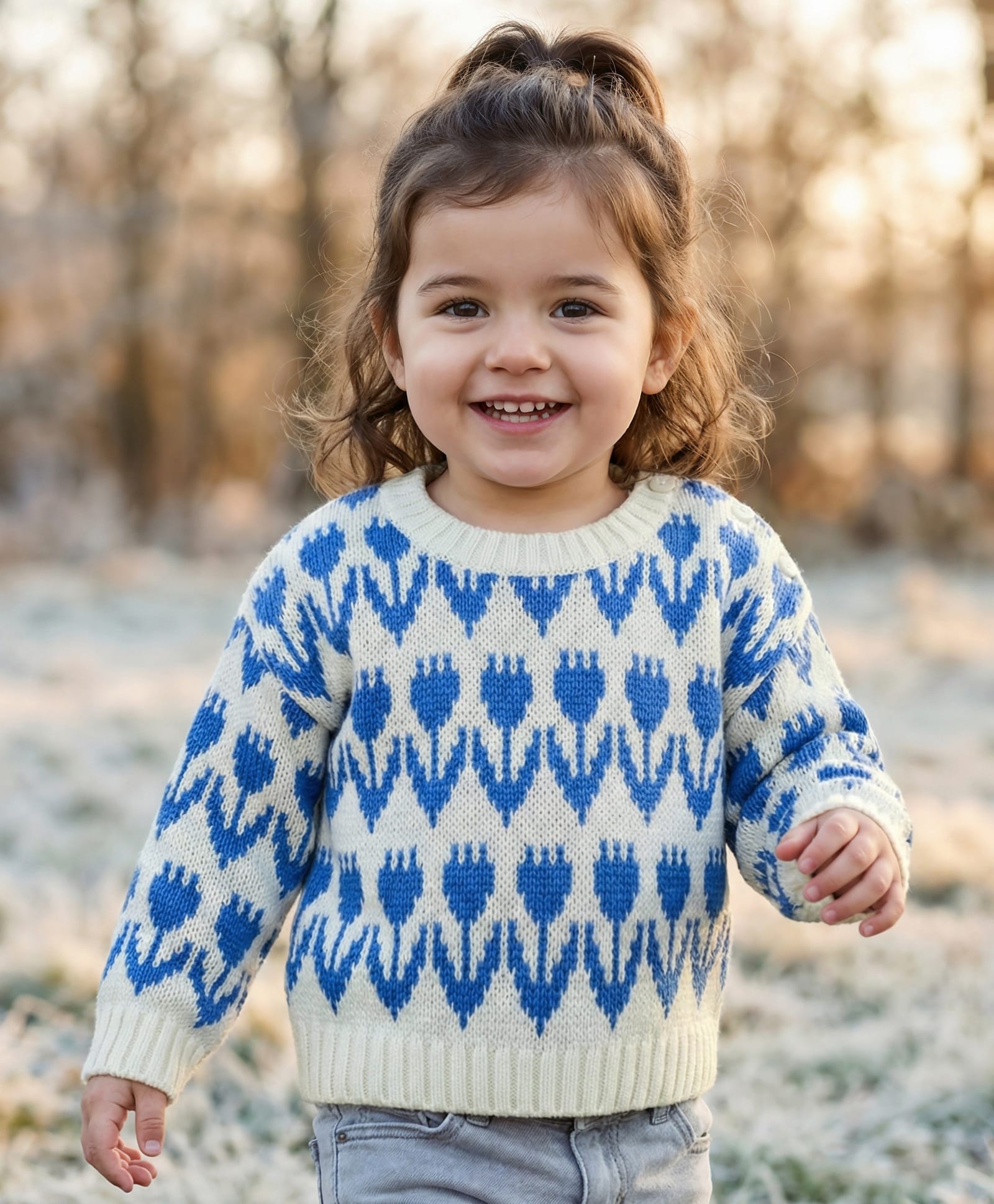 Babyhug Knitted Full Sleeves Pullover Sweater With Floral Design - White-image-30