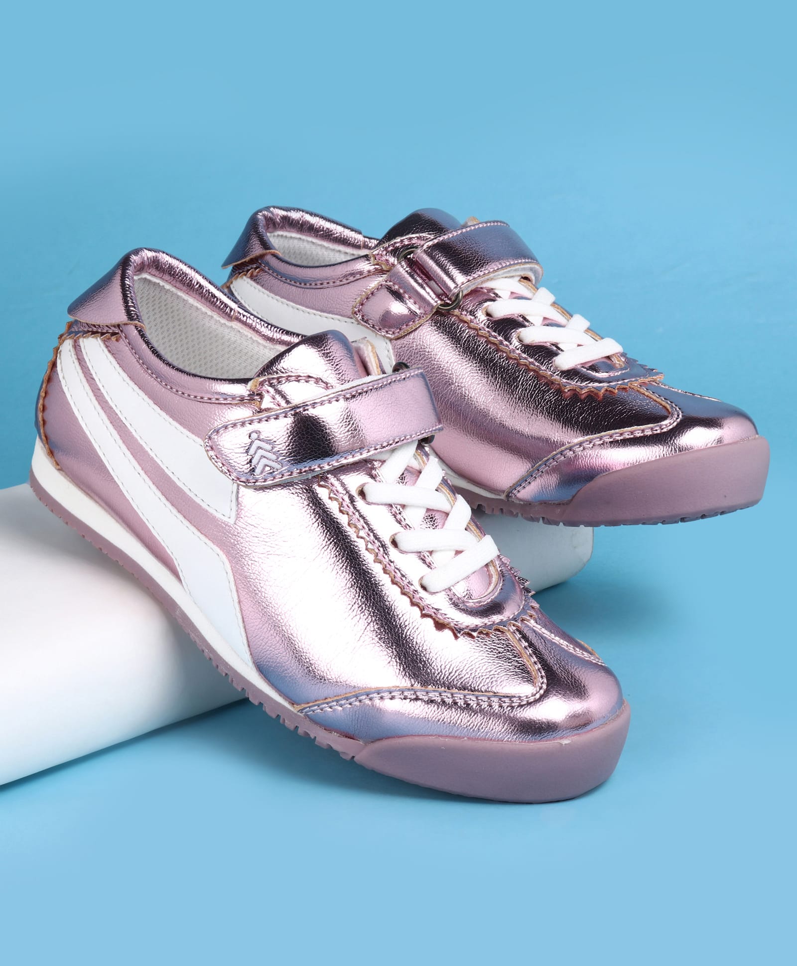 Pine Kids Velcro Closure Casual Shoes with Stripes - Lavender-image-25