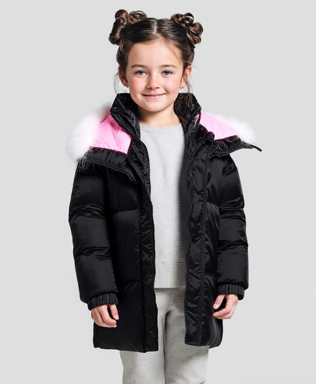 Primo Gino Woven Full Sleeves Fur Hooded Solid Padded Jacket - Black-picture-29