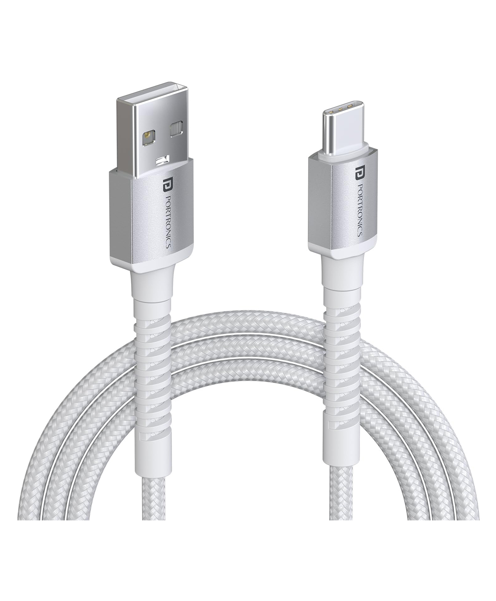 Portronics Konnect X 3A Unbreakable Nylon Braided USB to Type C Fast Charging Cable 2M Long, Supports All Type C Smartphones & Devices(White)-image-40