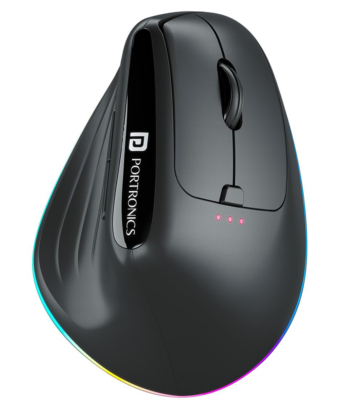 Portronics Toad Ergo 3 Ergonomic Wireless Mouse with RGB, 2400 DPI, Dual Mode BT & 2.4GHz Connectivity, Rechargeable Battery, 6 Buttons, Adjustable DPI, Silent Clicks (Black)-image-49