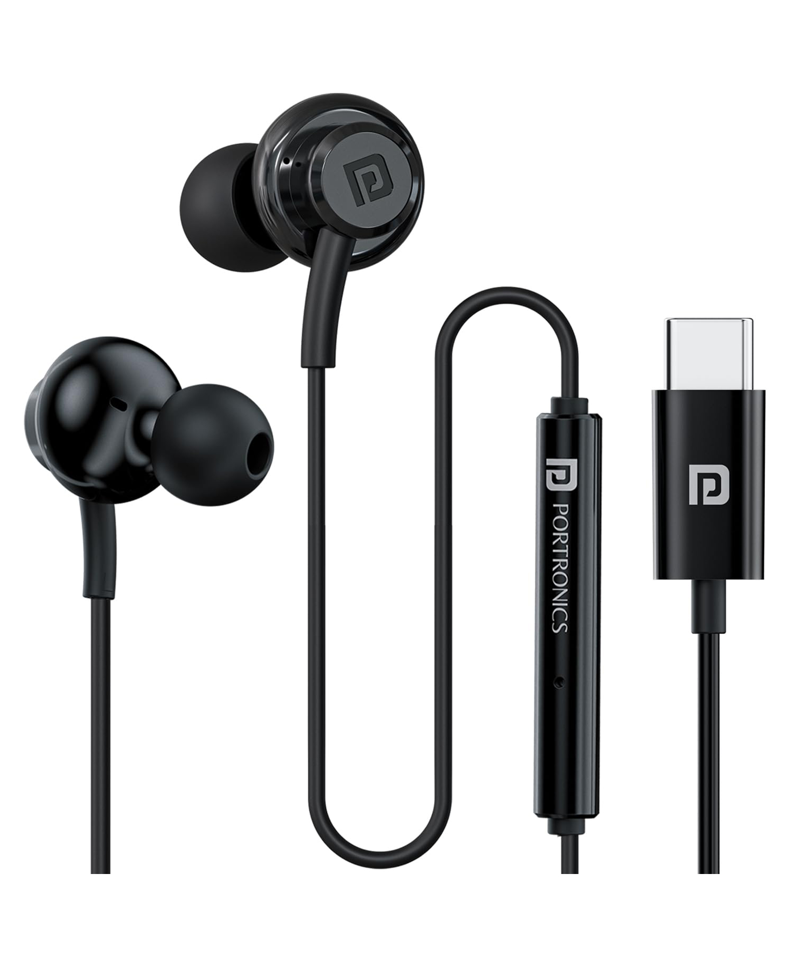 Portronics Conch Gamma C in Ear Type C Wired Earphones with in Line HD Mic & Magnetic Earbuds, Powerful Audio, 14.2mm Driver, TPE Anti Tangle Wire, in line Controls, Wide Compatibility(Black)-picture-10