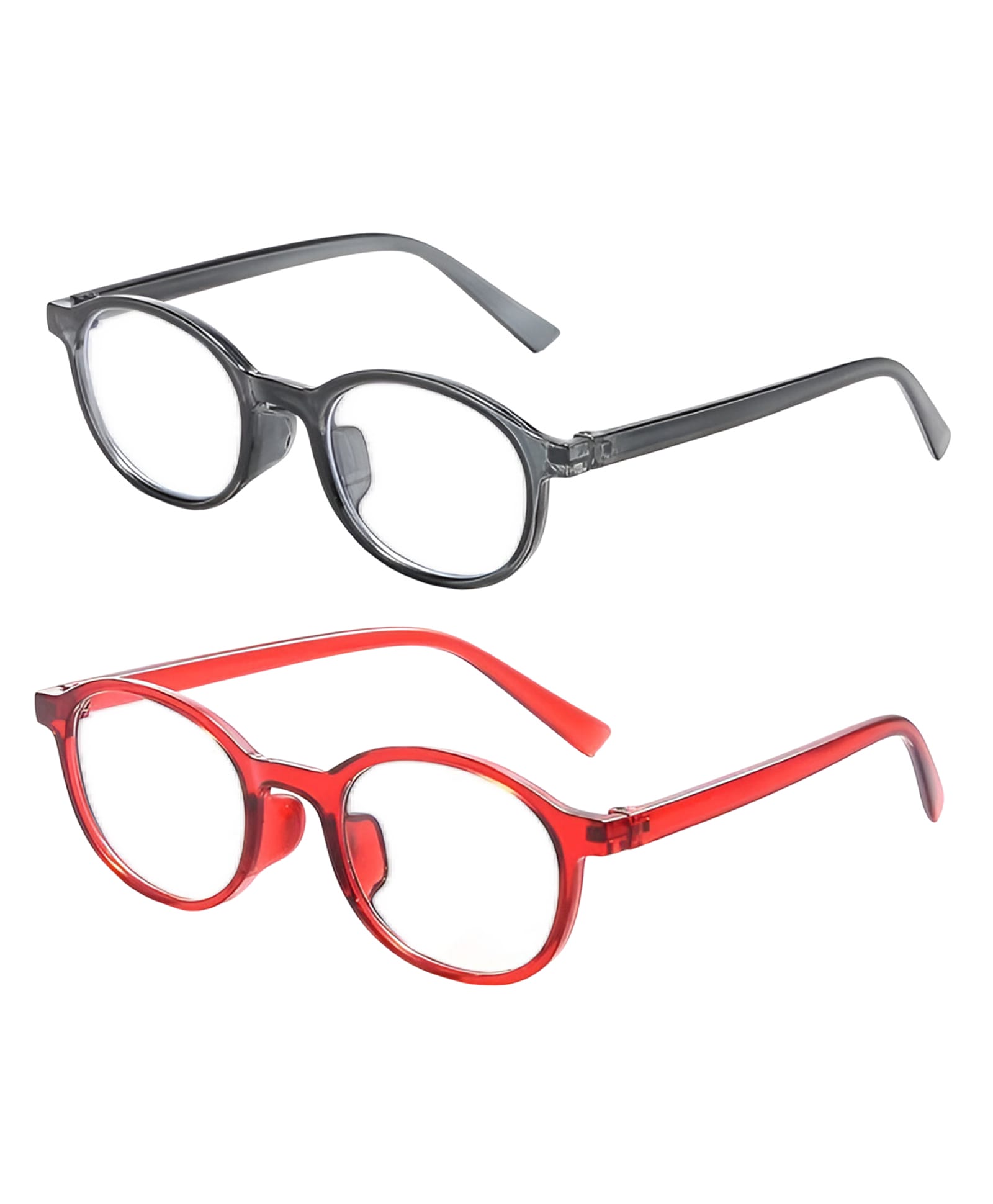 SYGA Pack of 2 Kids Anti-Blue Light Blocking Retro Round Frame Glasses for Age 4 to 12 Years old (Grey & Red)-image-44