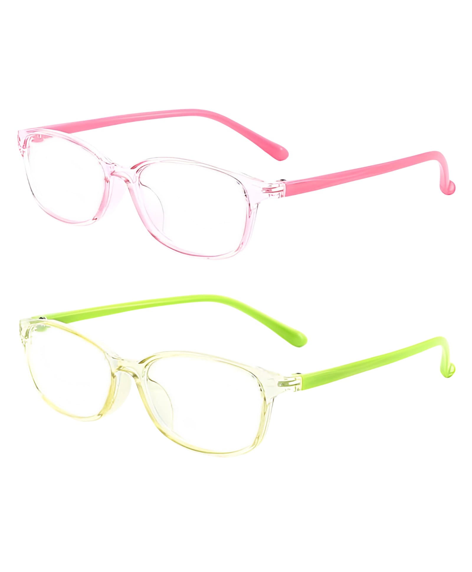 SYGA Pack of 2 Kids Anti-Blue Light Blocking Lightweight Retro Round Glasses for Age 6 to 12 Years old (Pink & Green)-image-44