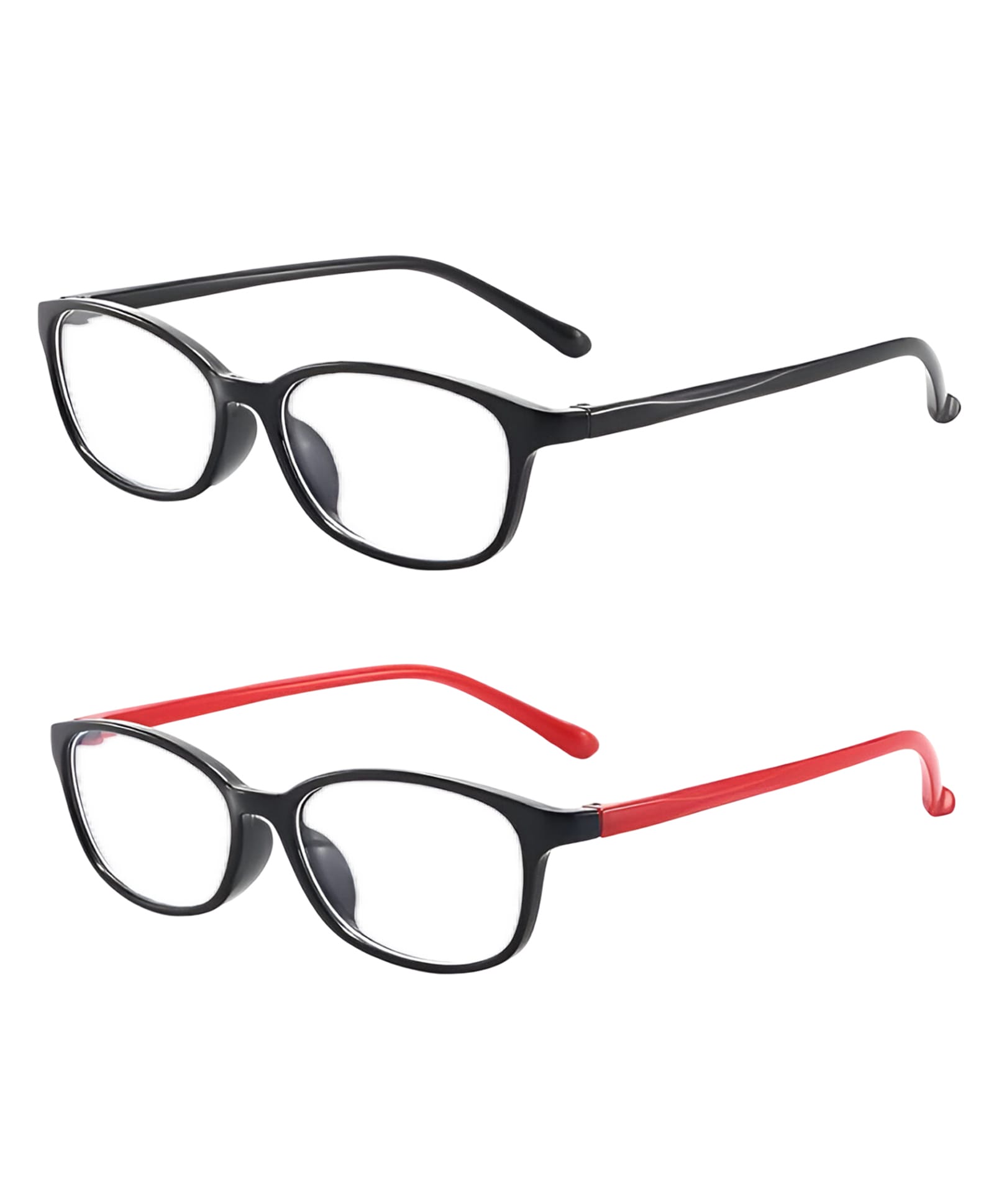 SYGA Pack of 2 Kids Anti-Blue Light Blocking Lightweight Retro Round Glasses for Age 6 to 12 Years old (Black & Red)-image-34
