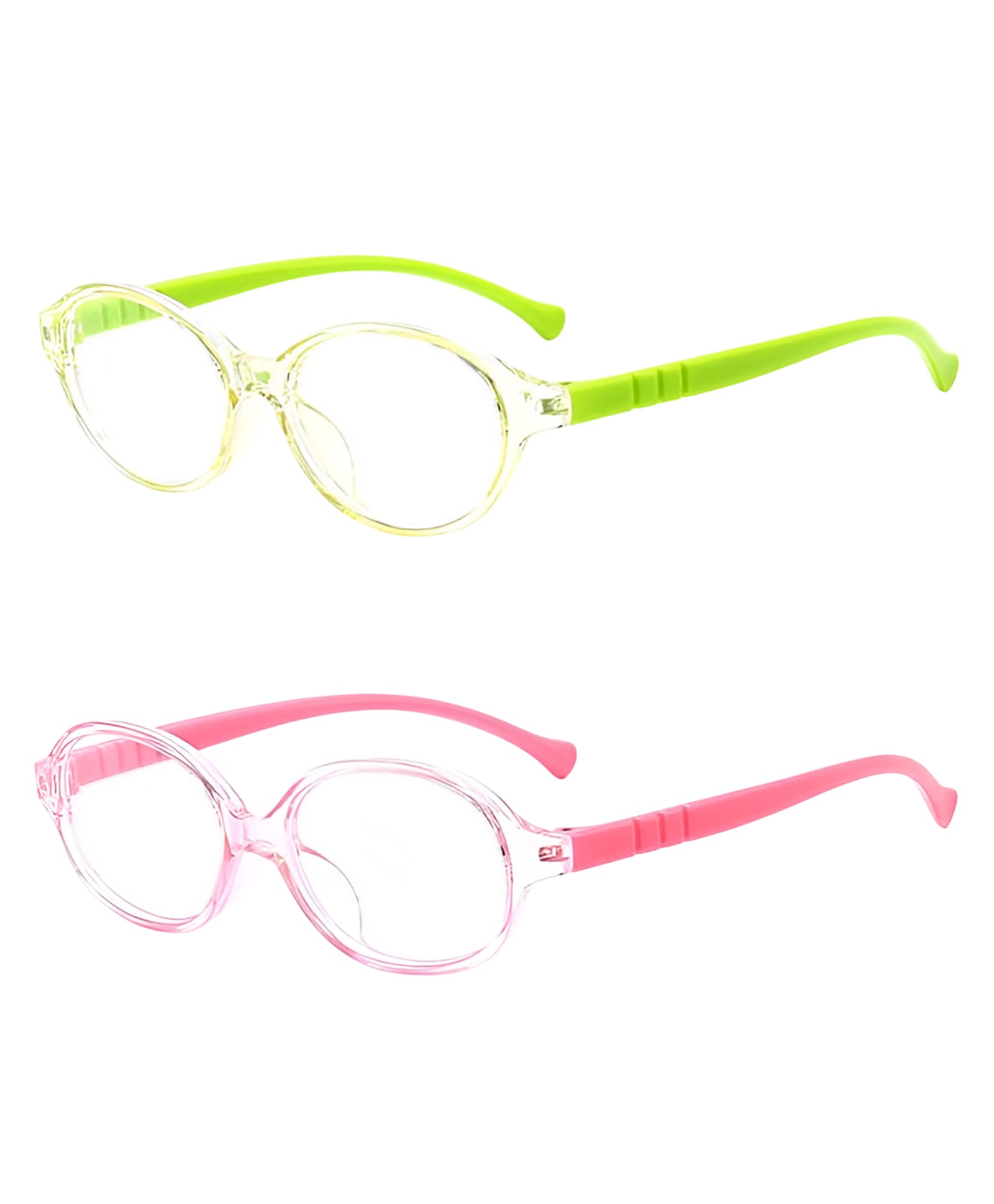 SYGA Pack of 2 Kids Anti-Blue Light Blocking Lightweight Retro Round Glasses for Age 4 to 9 Years old (Green & Pink)-picture-21